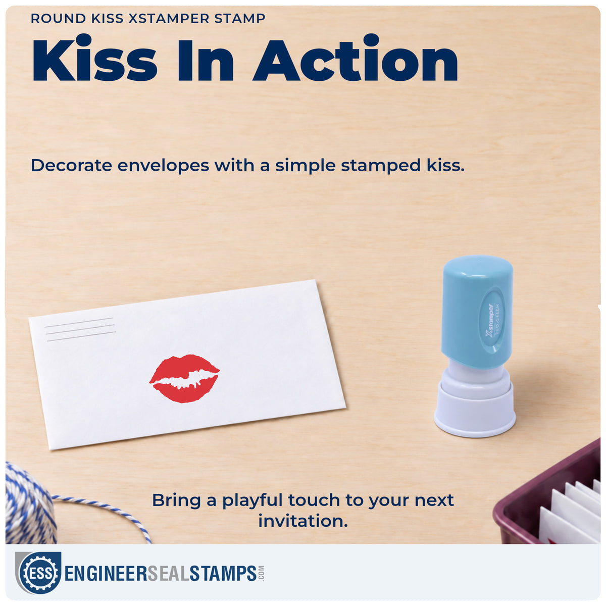 "Kiss" stamp being pressed onto a document during everyday filing