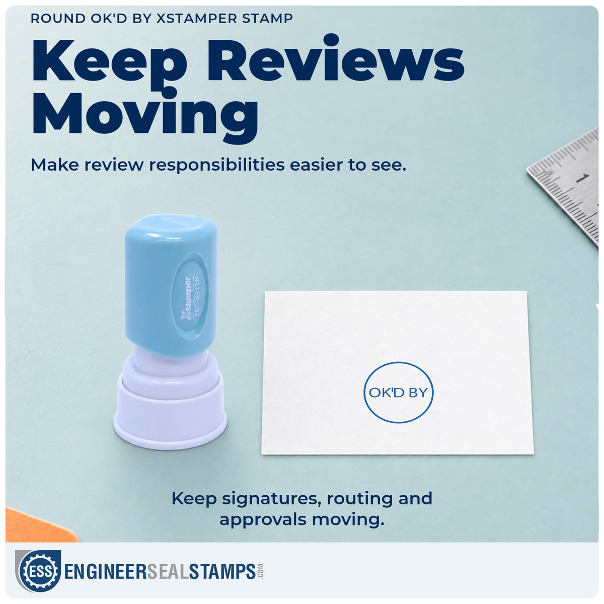 Where the "OK'd by" imprint fits in an office document workflow