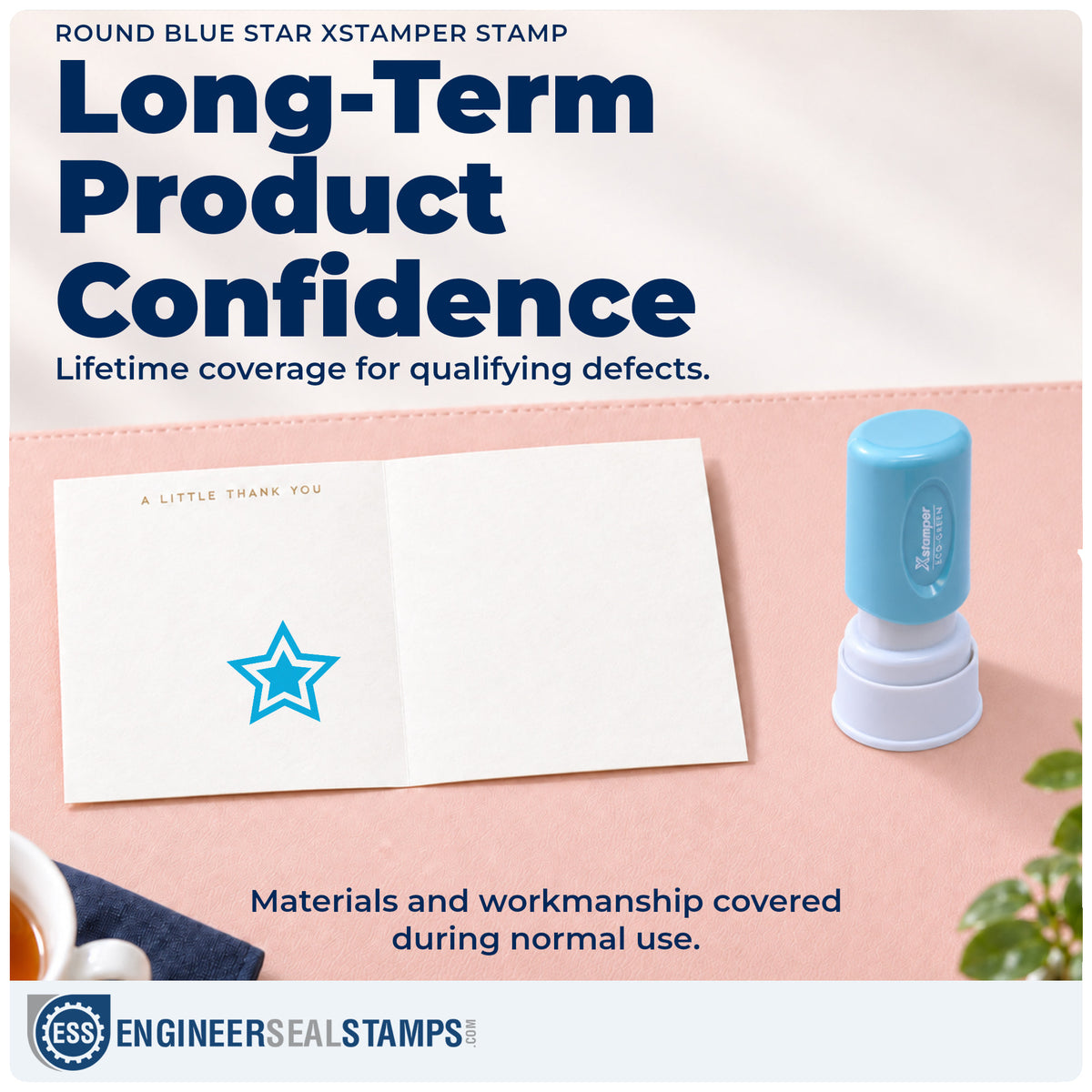 Lifetime guarantee coverage on the "Star" Xstamper pre-inked stamp