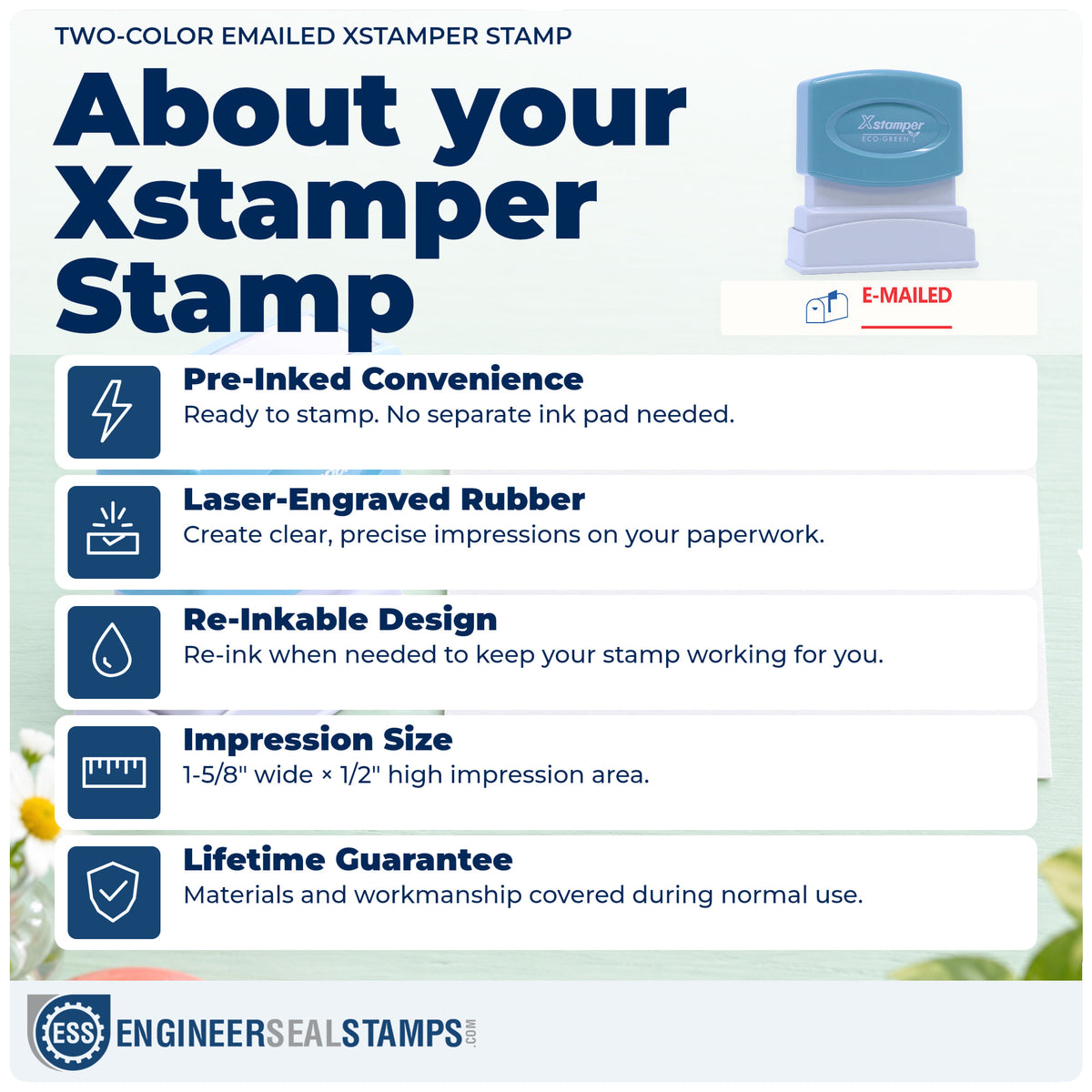 About the "Emailed" Xstamper No. 2025 stamp and how to care for it