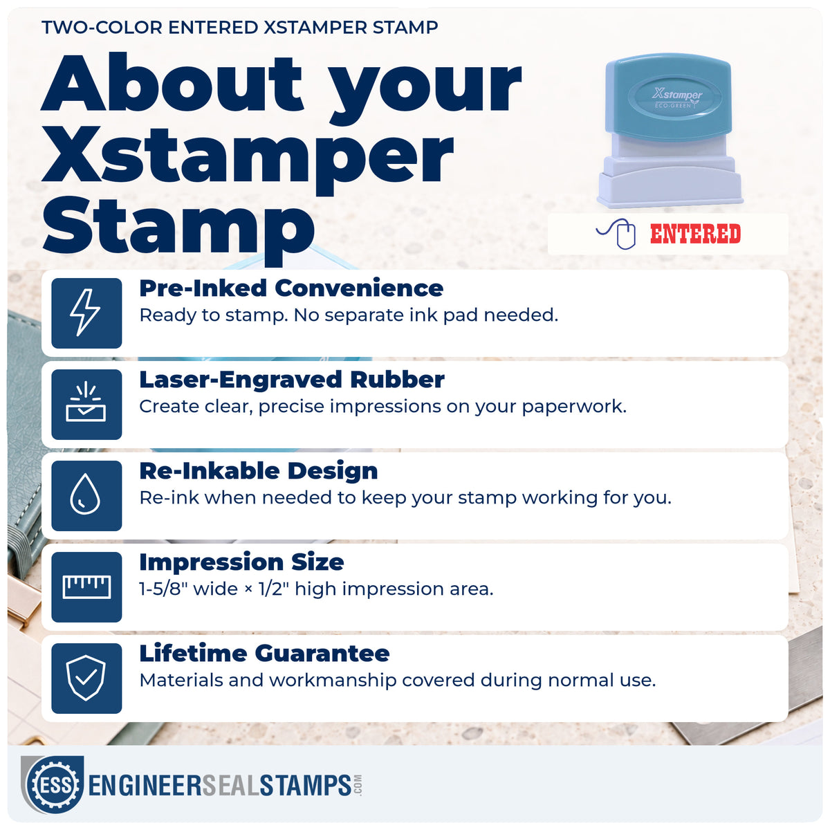 About the "Entered" Xstamper No. 2027 stamp and how to care for it