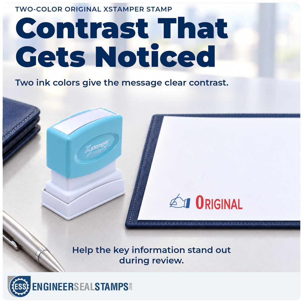 Features of the "Original" Xstamper No. 2039 pre-inked stamp
