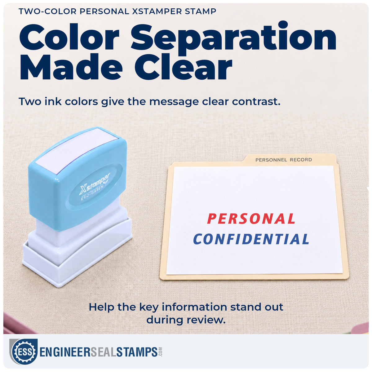 Features of the "Personal" Xstamper No. 2029 pre-inked stamp