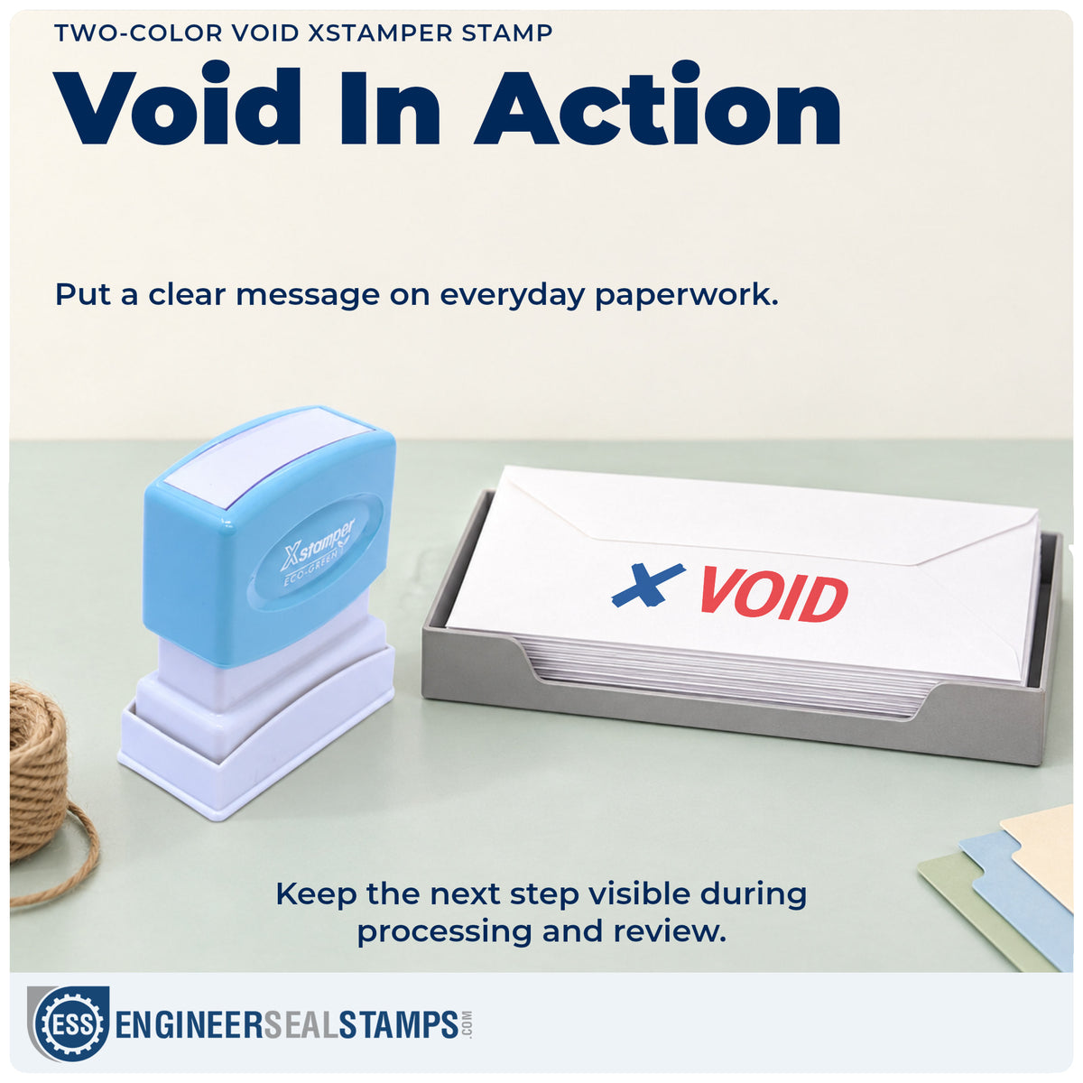 "Void" stamp being pressed onto a document during everyday filing