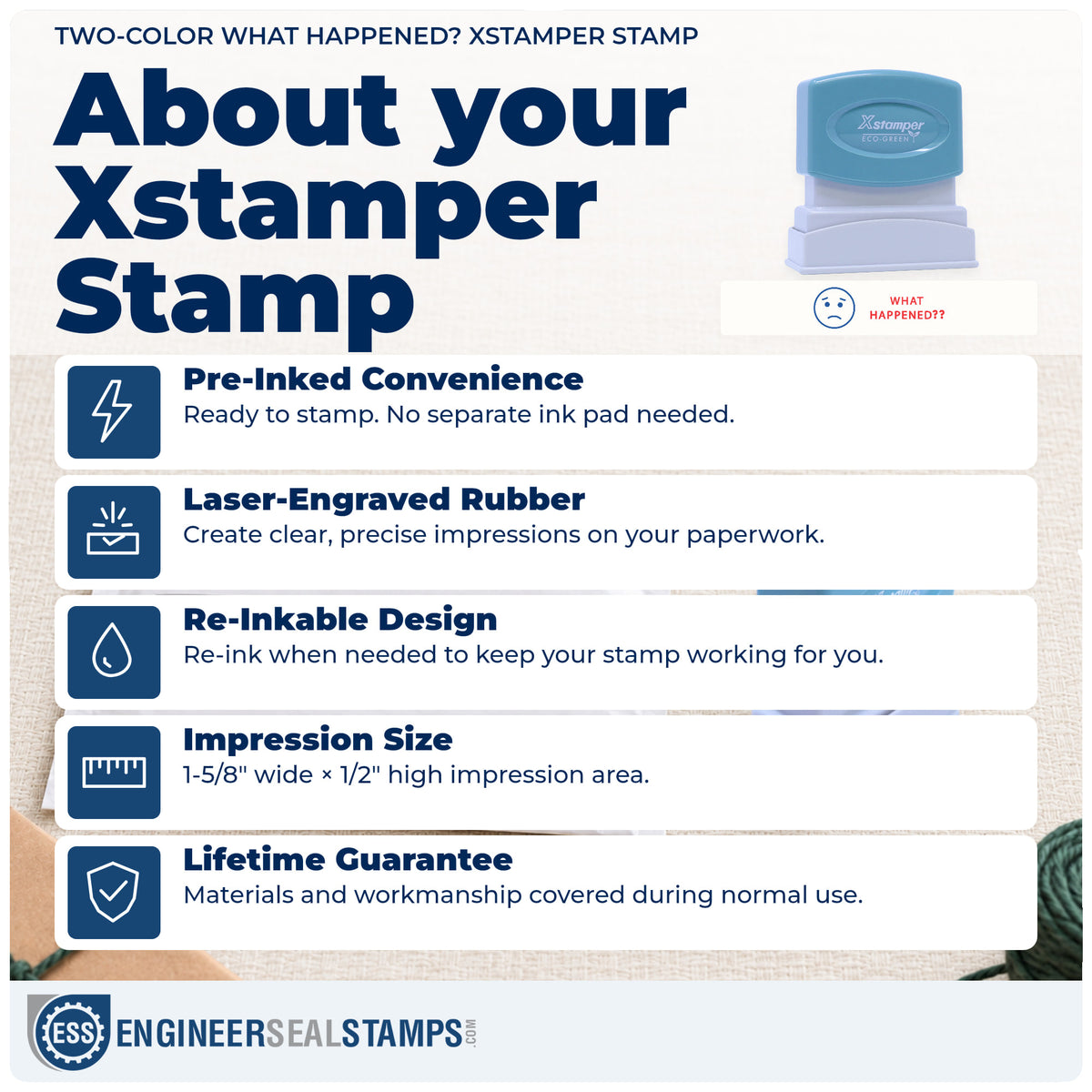 About the "What happened?" Xstamper No. 2017 stamp and how to care for it