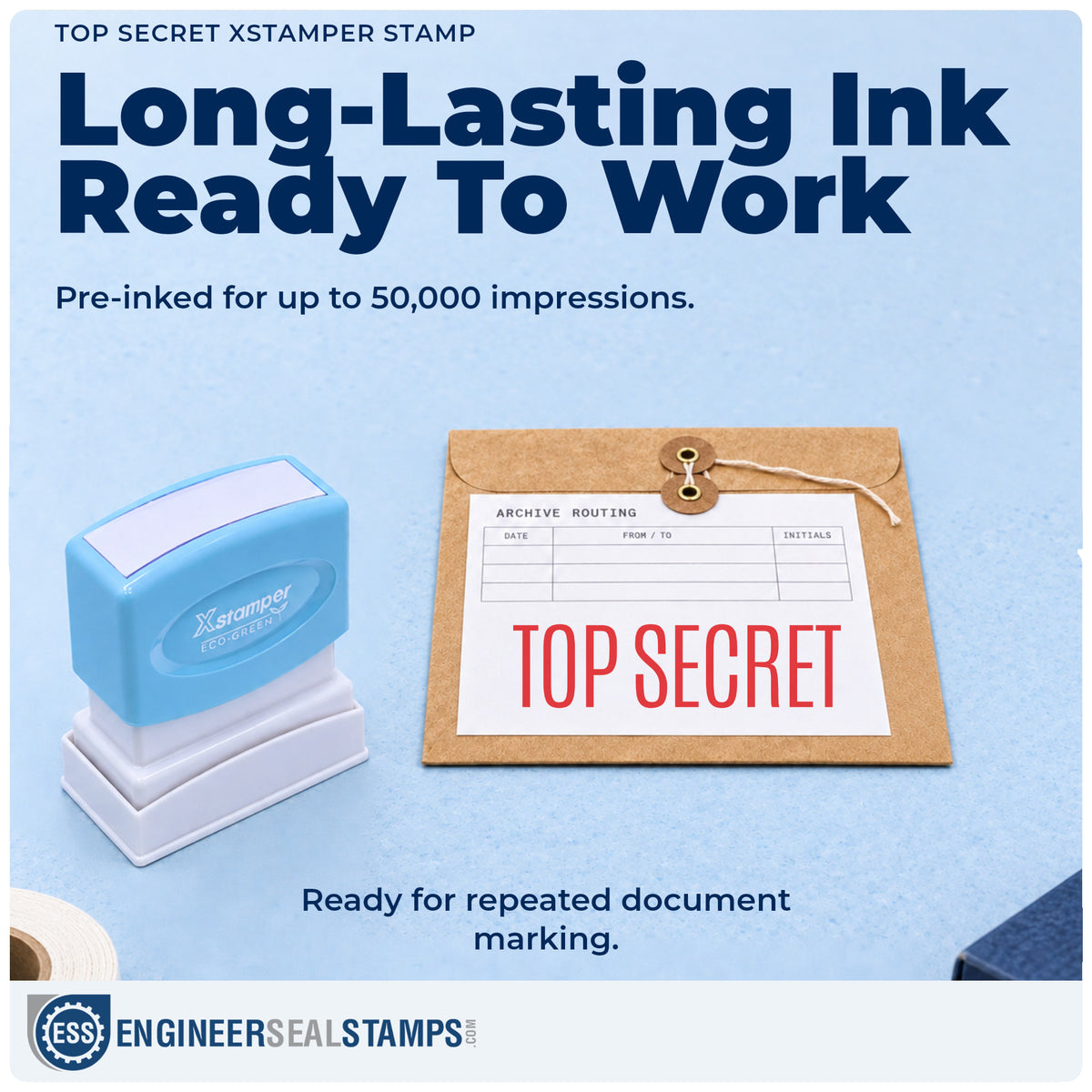 Re-inkable "Top secret" stamp built for thousands of repeat impressions
