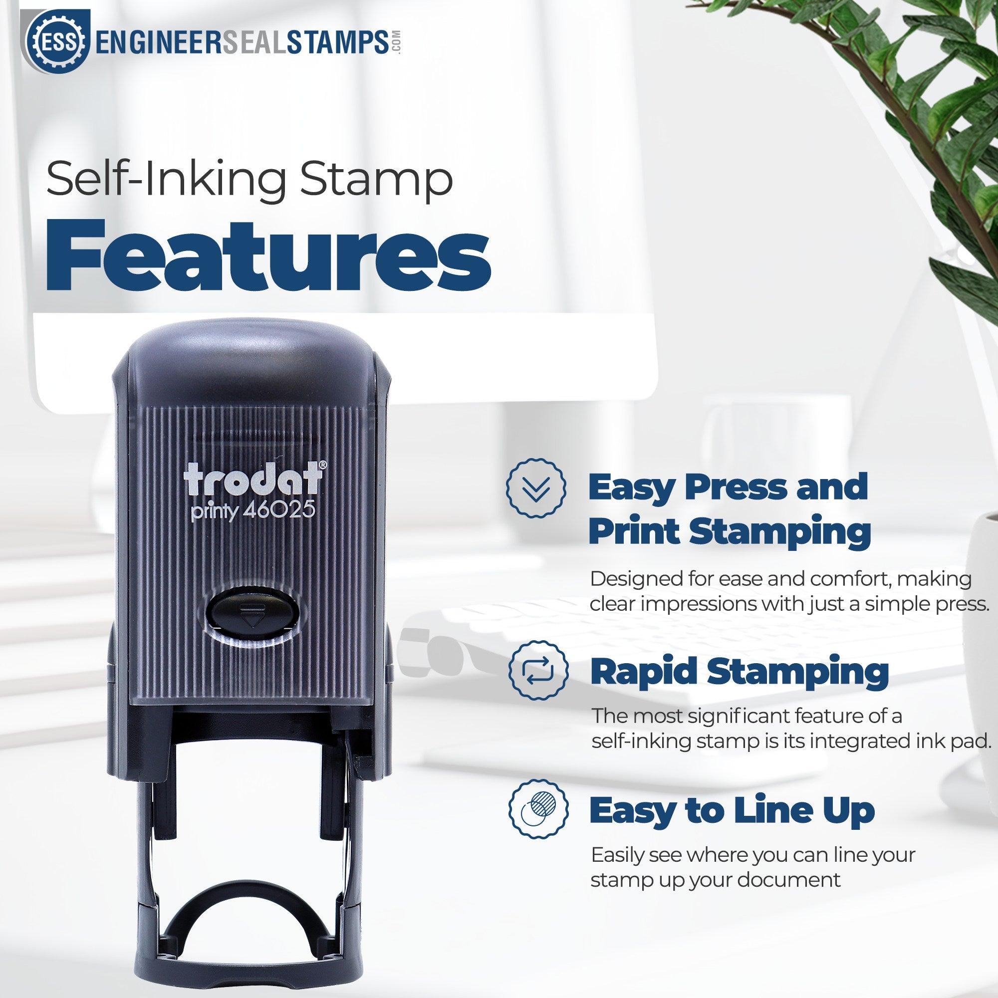 Self Inking Round Sign Here with Arrow Stamp - Engineer Seal Stamps
