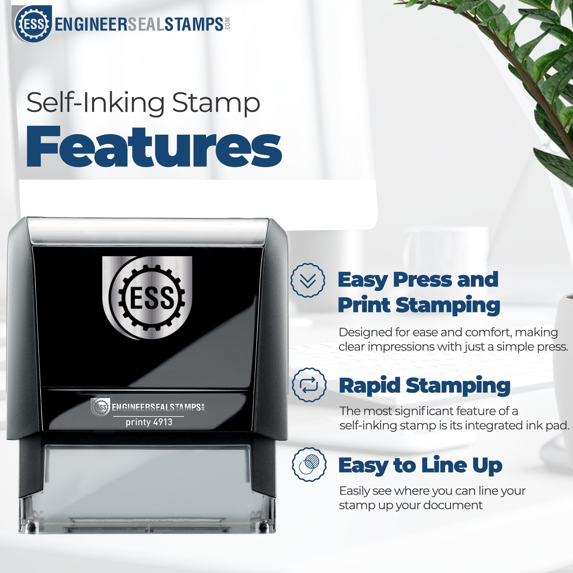 Large Self Inking Revised Stamp - Engineer Seal Stamps