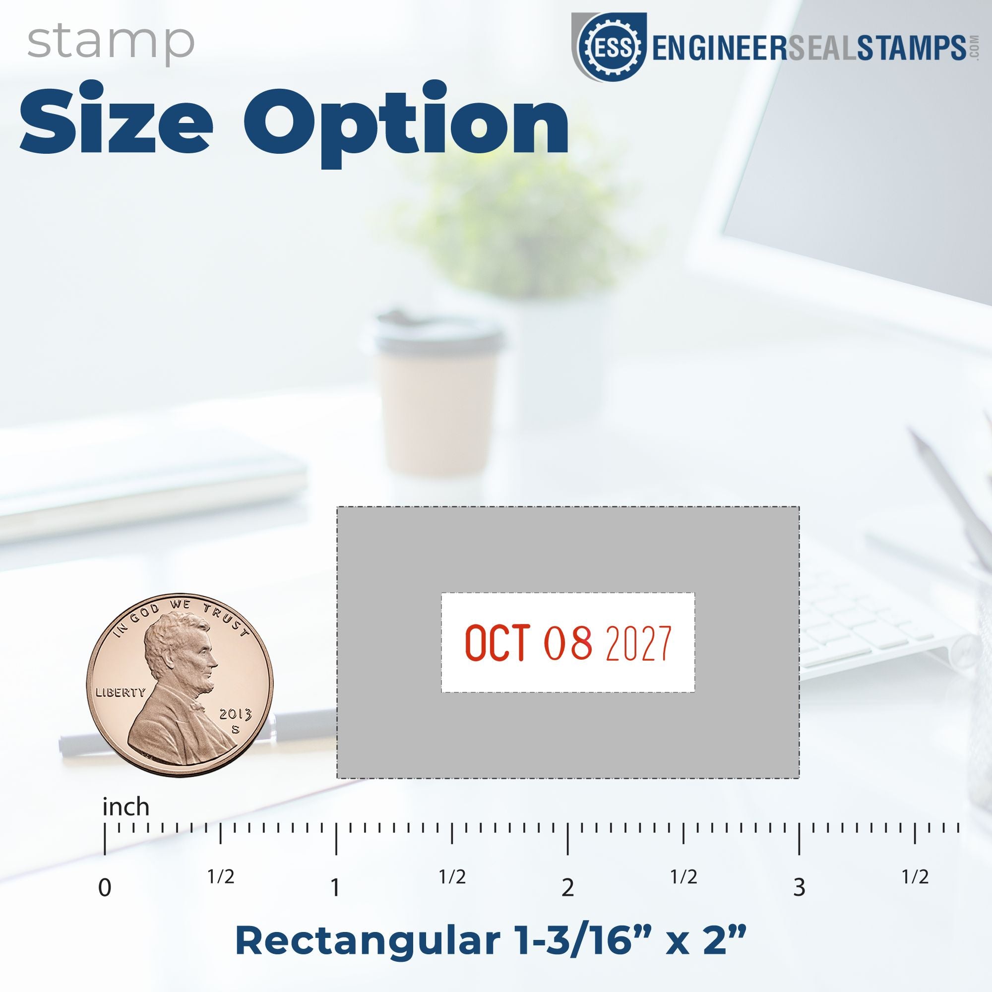 Shiny Heavy Duty Date Stamp 1-3/16 x 2 - Engineer Seal Stamps