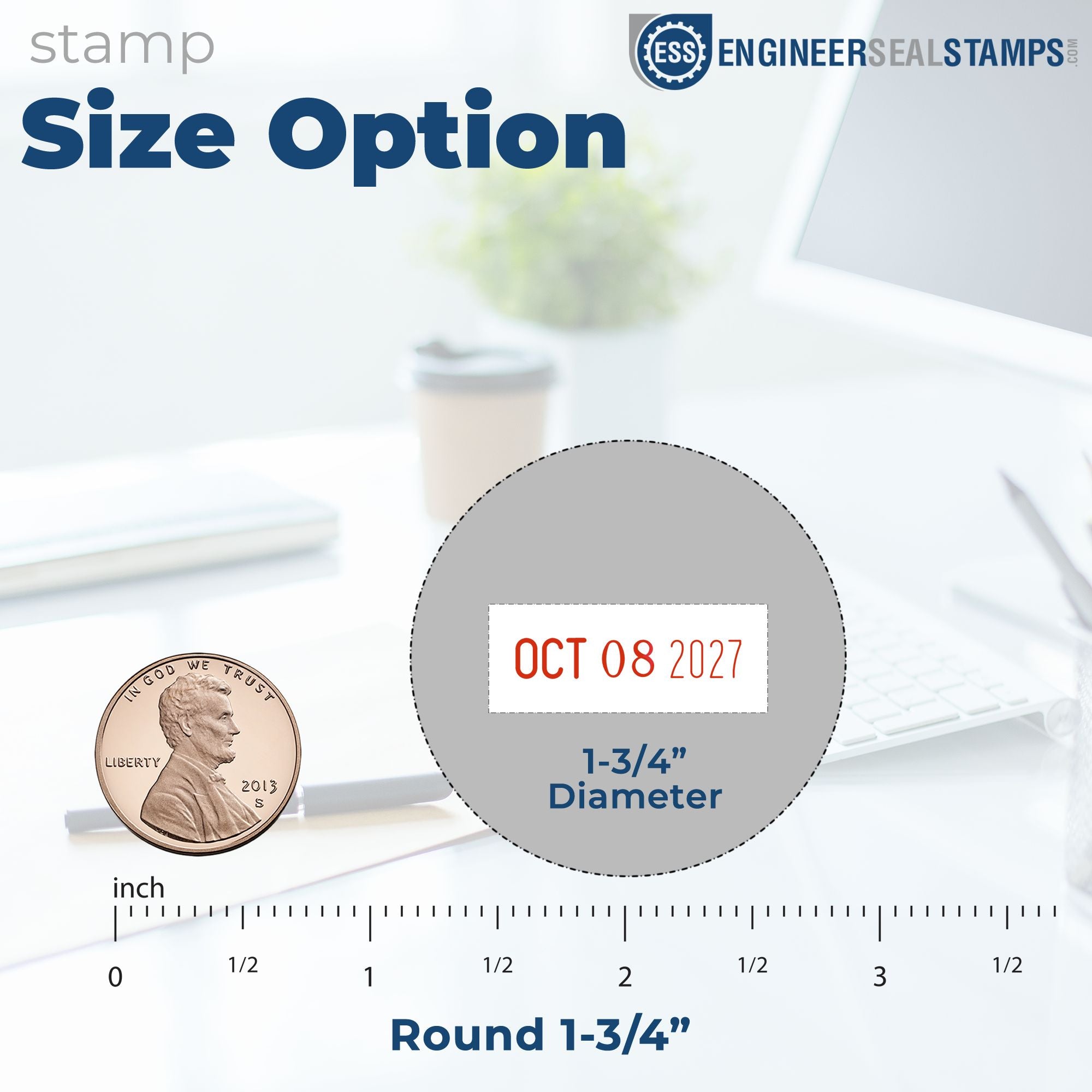Shiny Heavy Duty Date Stamp 1-3/4 Diameter - Engineer Seal Stamps