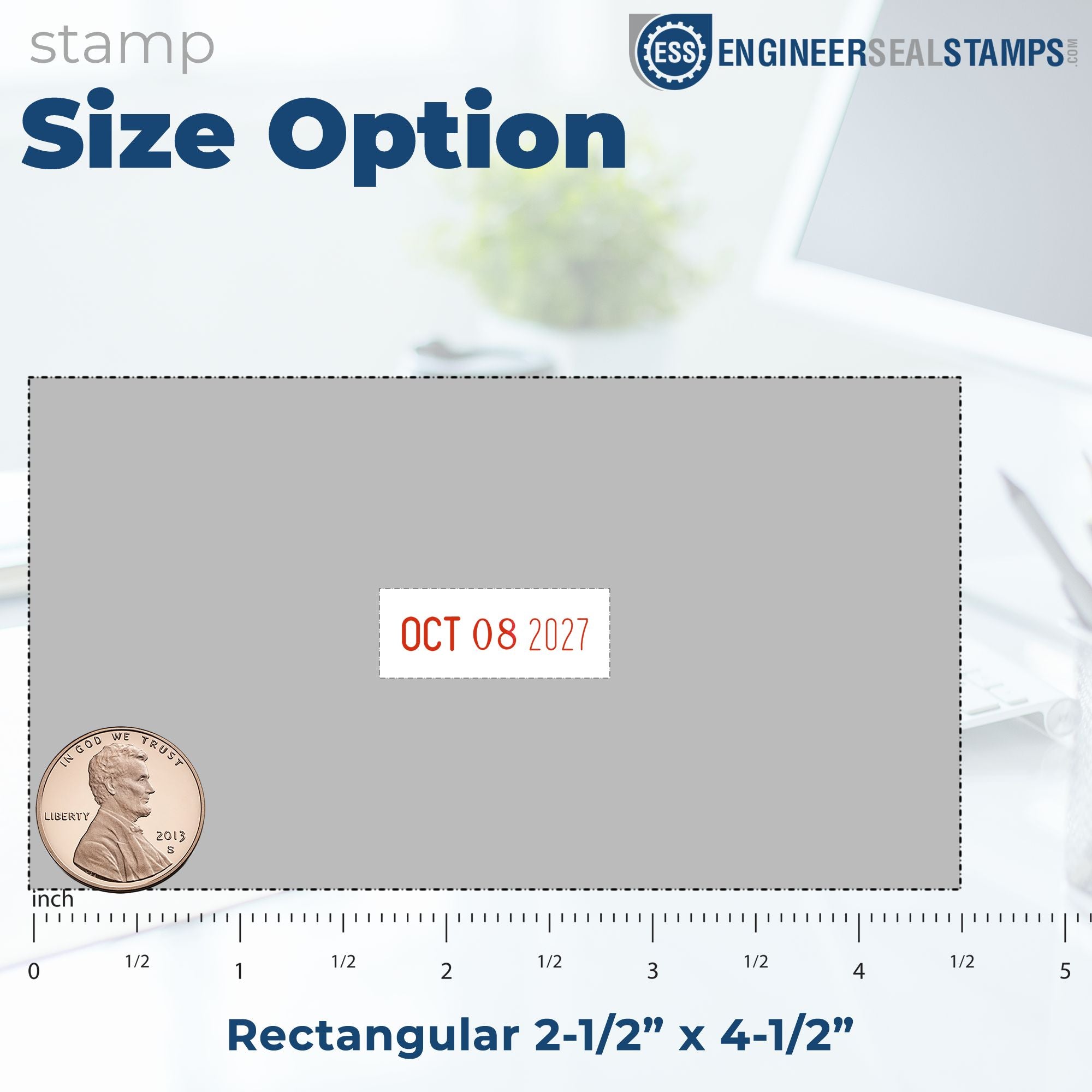 Shiny Heavy Duty Date Stamp 2-1/2 x 4-1/2 - Engineer Seal Stamps