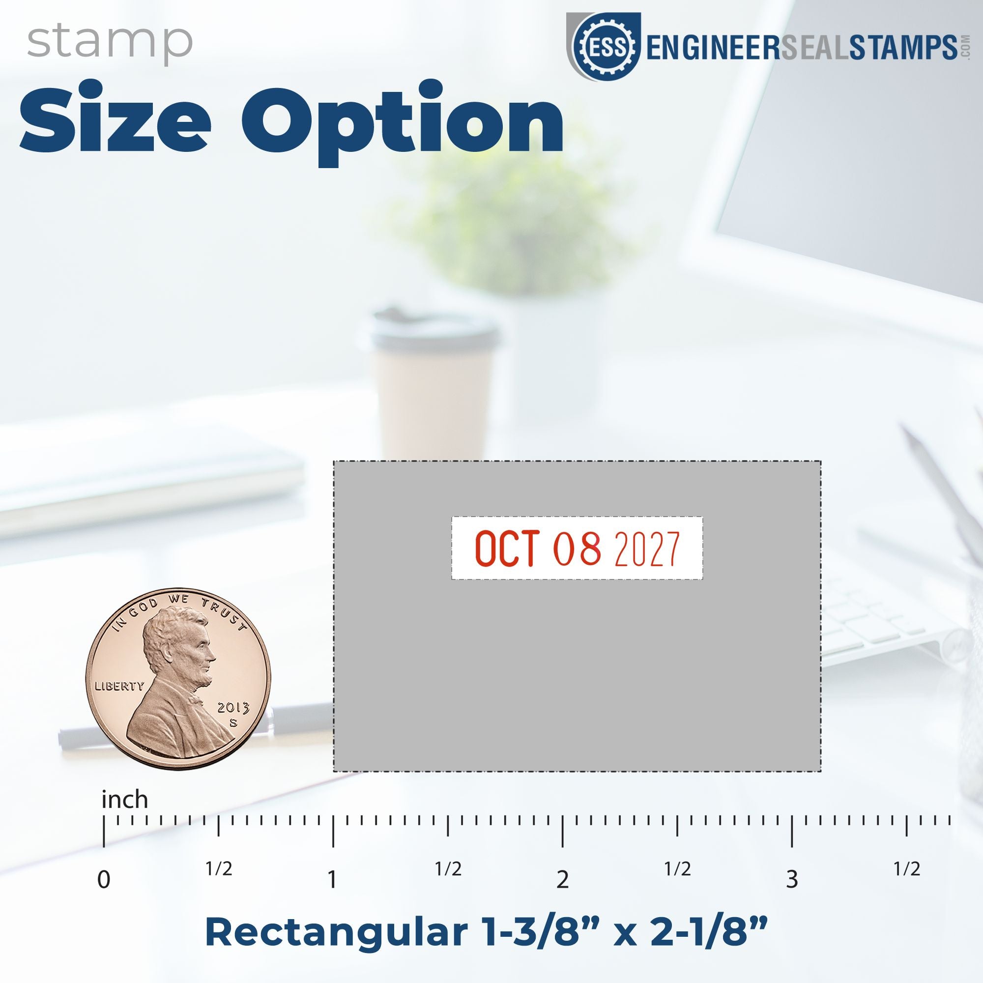 Shiny Specialty Die Plate Dates Top 1-3/8 x 2-1/8 - Engineer Seal Stamps