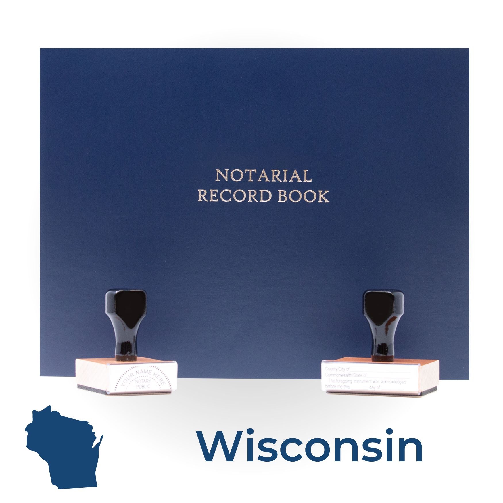 Wisconsin Round Notary Kit with Rubber Stamps - Engineer Seal Stamps