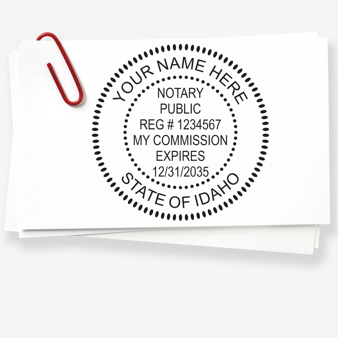 Idaho Round Notary Kit with Rubber Stamps - Engineer Seal Stamps