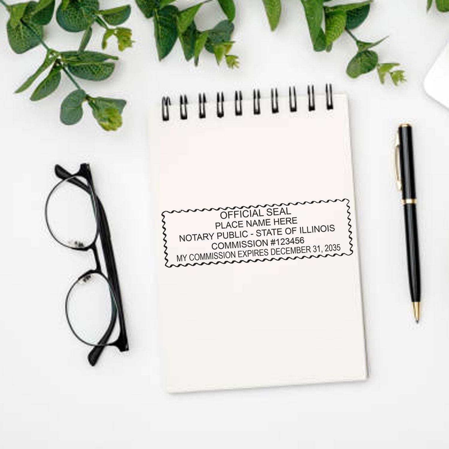 Illinois Notary Desk Seal with Rectangular Self Inking Notary Stamp Bundle - Engineer Seal Stamps