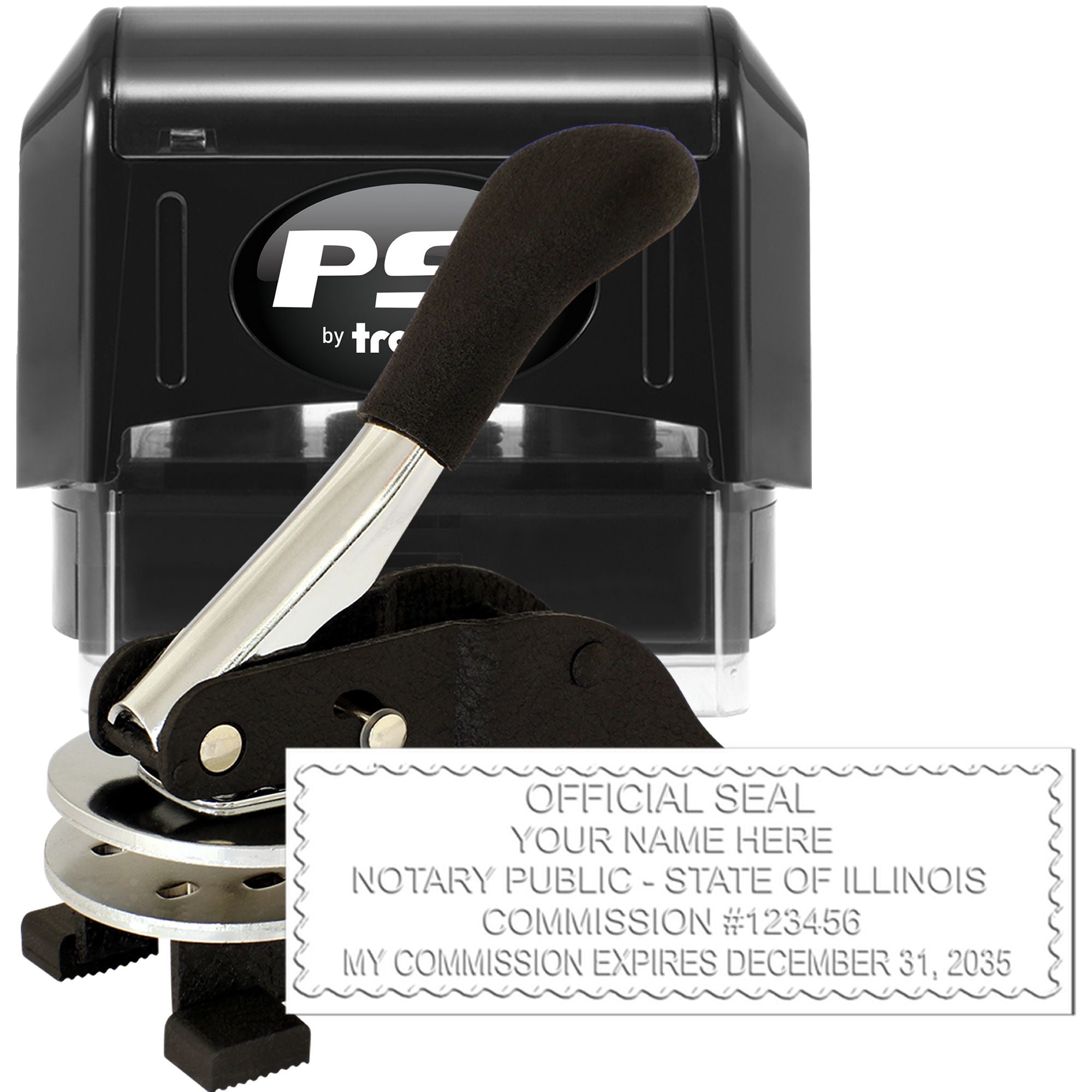 Rectangular PSI Illinois Notary Stamp and Illinois Notary Seal Bundle - Engineer Seal Stamps