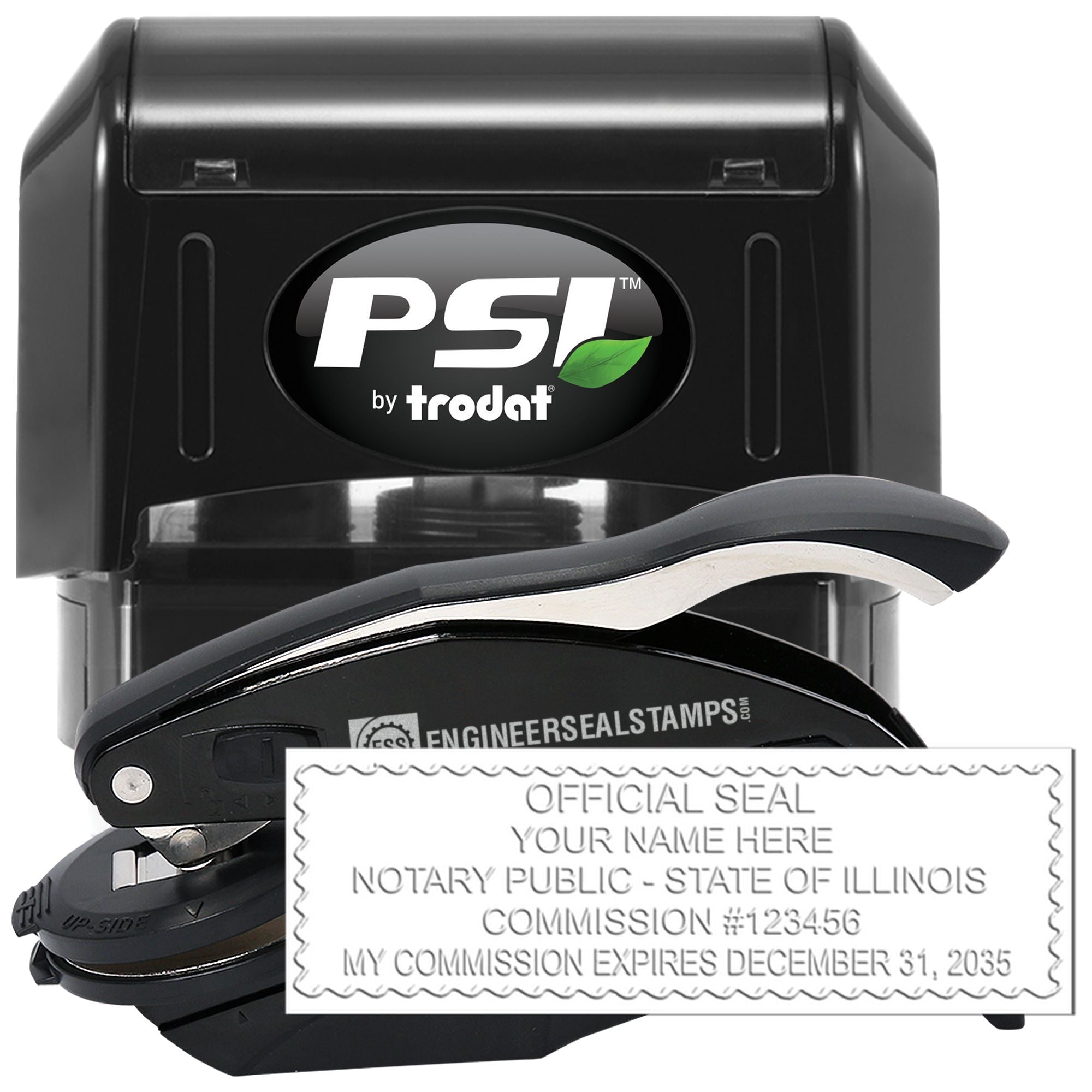 Illinois Notary Stamp and Seal Bundle Kit for IL Notaries - Engineer Seal Stamps