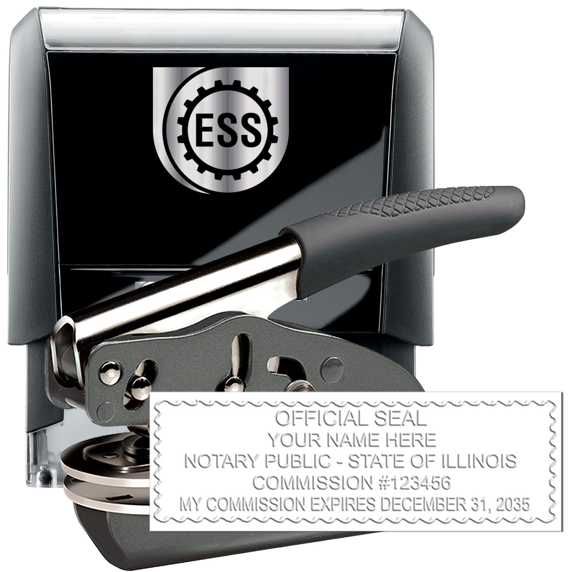 Rectangular Self Inking Illinois Notary Stamp and Illinois Notary Soft Seal - Engineer Seal Stamps