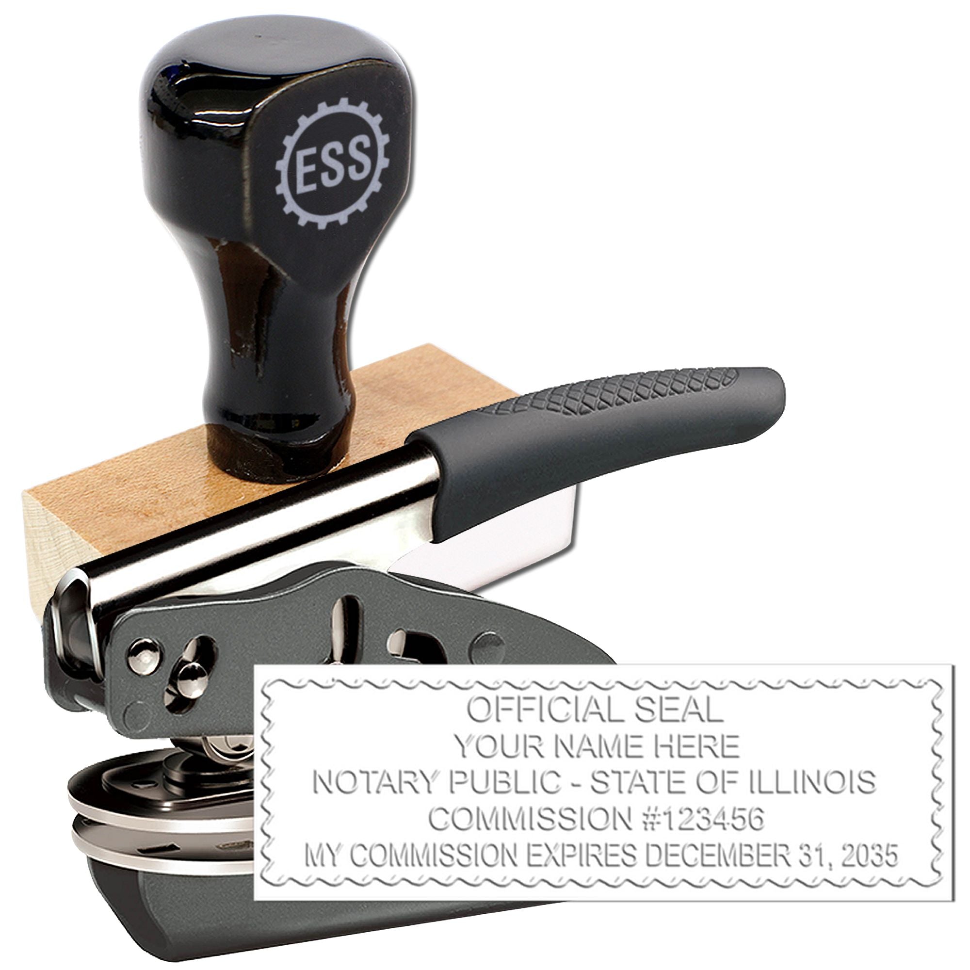 Illinois Notary Stamp and Illinois Notary Seal Bundle Kit with Soft Seal and Rectangular Wood Stamp - Engineer Seal Stamps