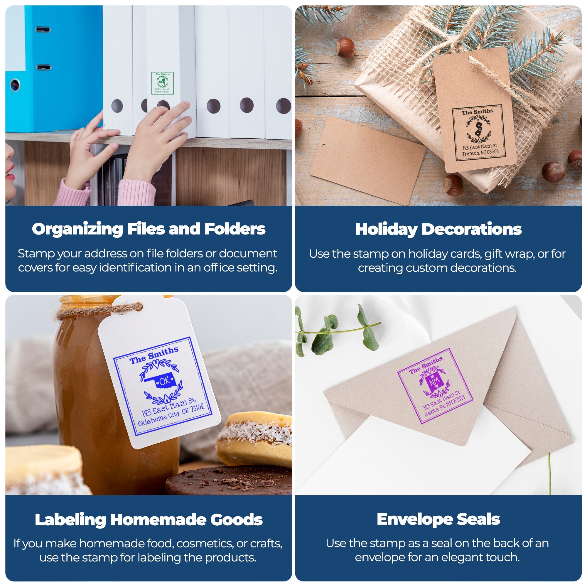 Self-Inking Wisconsin State Wreath Personalized Mail Rubber Stamp - Engineer Seal Stamps