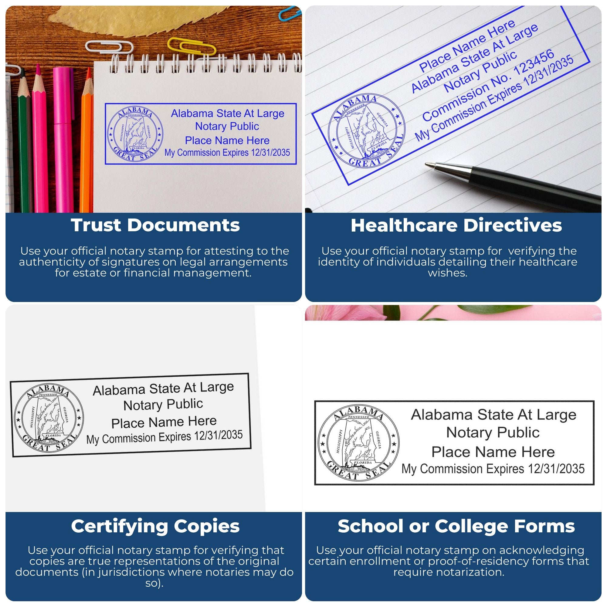 Alabama Notary Stamp and Seal Bundle Kit for AL Notaries - Engineer Seal Stamps