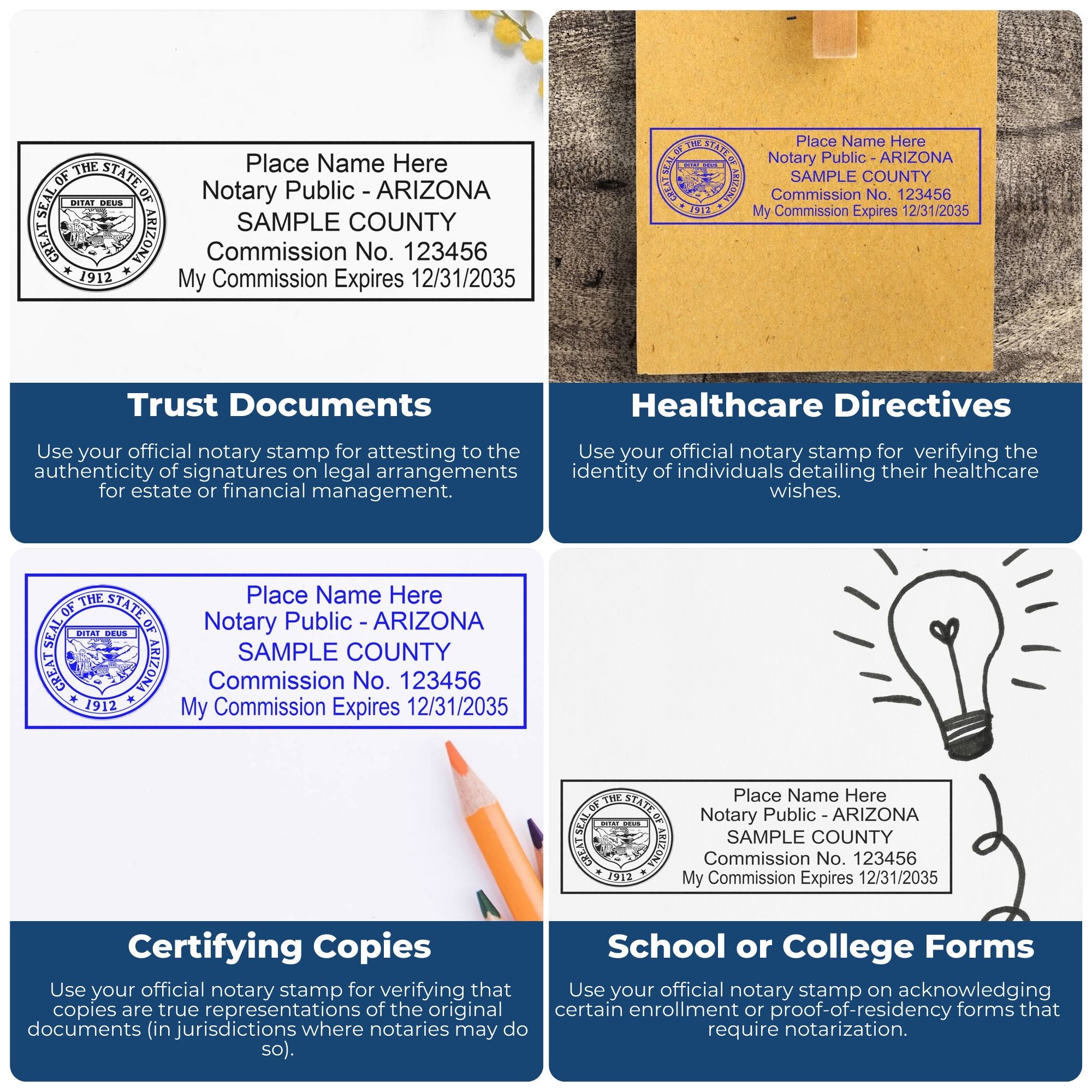 Arizona Notary Stamp and Seal Bundle Kit for AZ Notaries - Engineer Seal Stamps