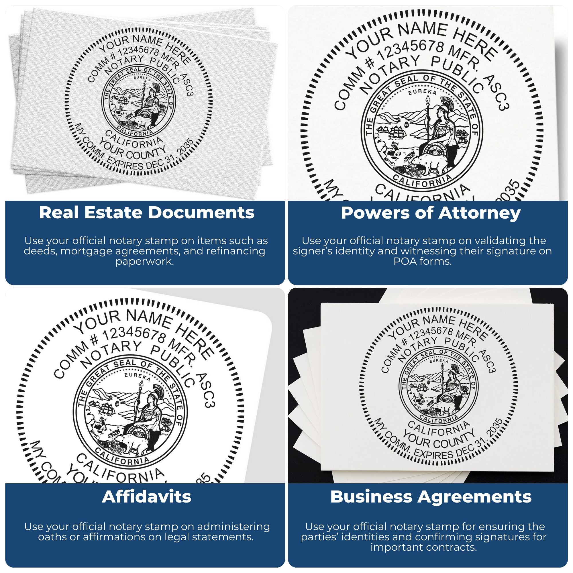 CA Notary Stamp and Seal, Hybrid Seal with Round Self-Inking Notary Stamp - Engineer Seal Stamps