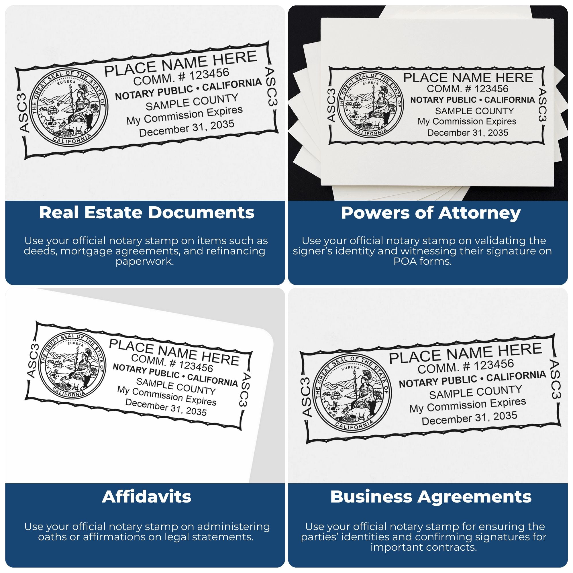 Rectangular PSI California Notary Stamp and California Notary Seal Bundle - Engineer Seal Stamps