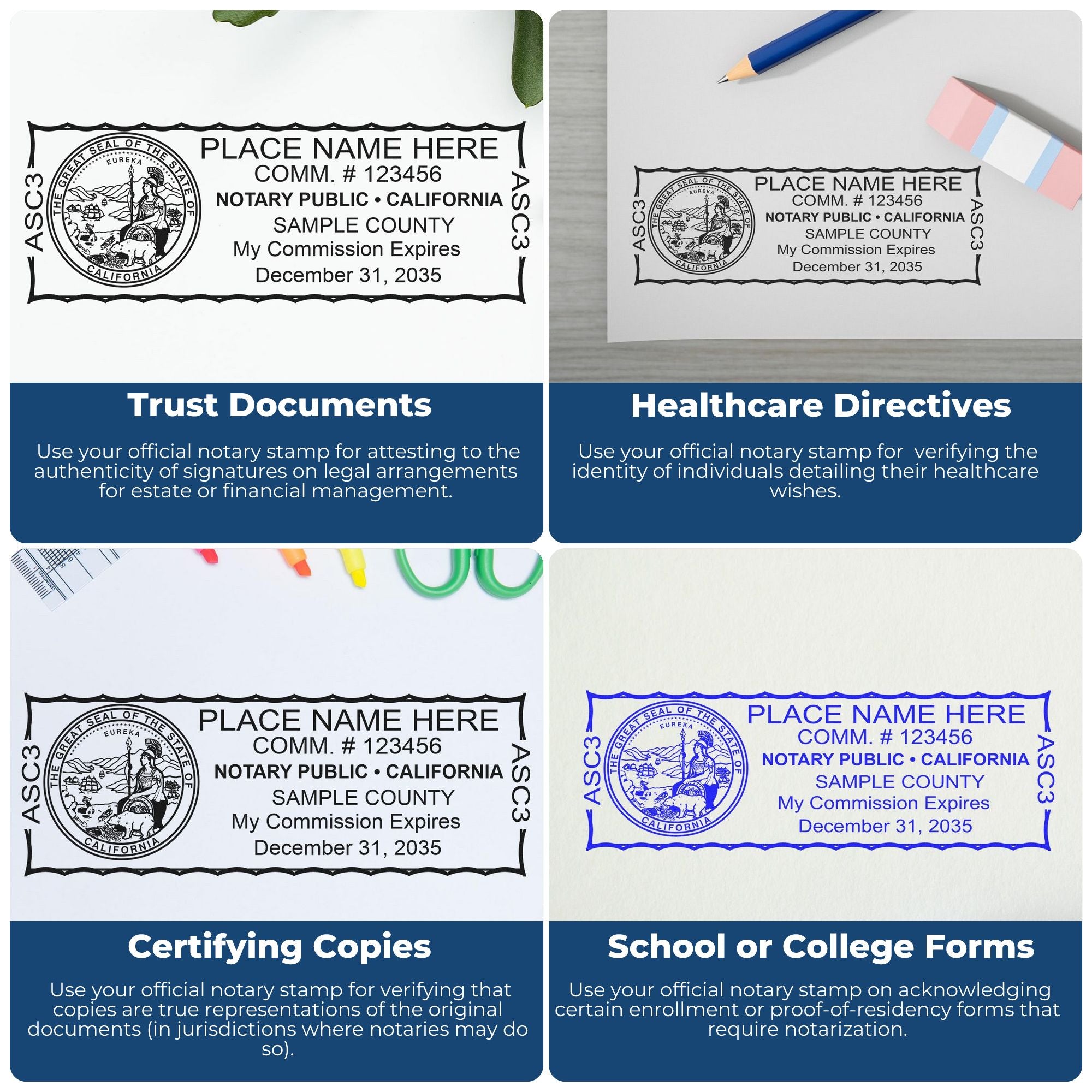 Rectangular MaxLight Notary Stamp CA and California Notary Public Desk Seal Embosser Kit - Engineer Seal Stamps