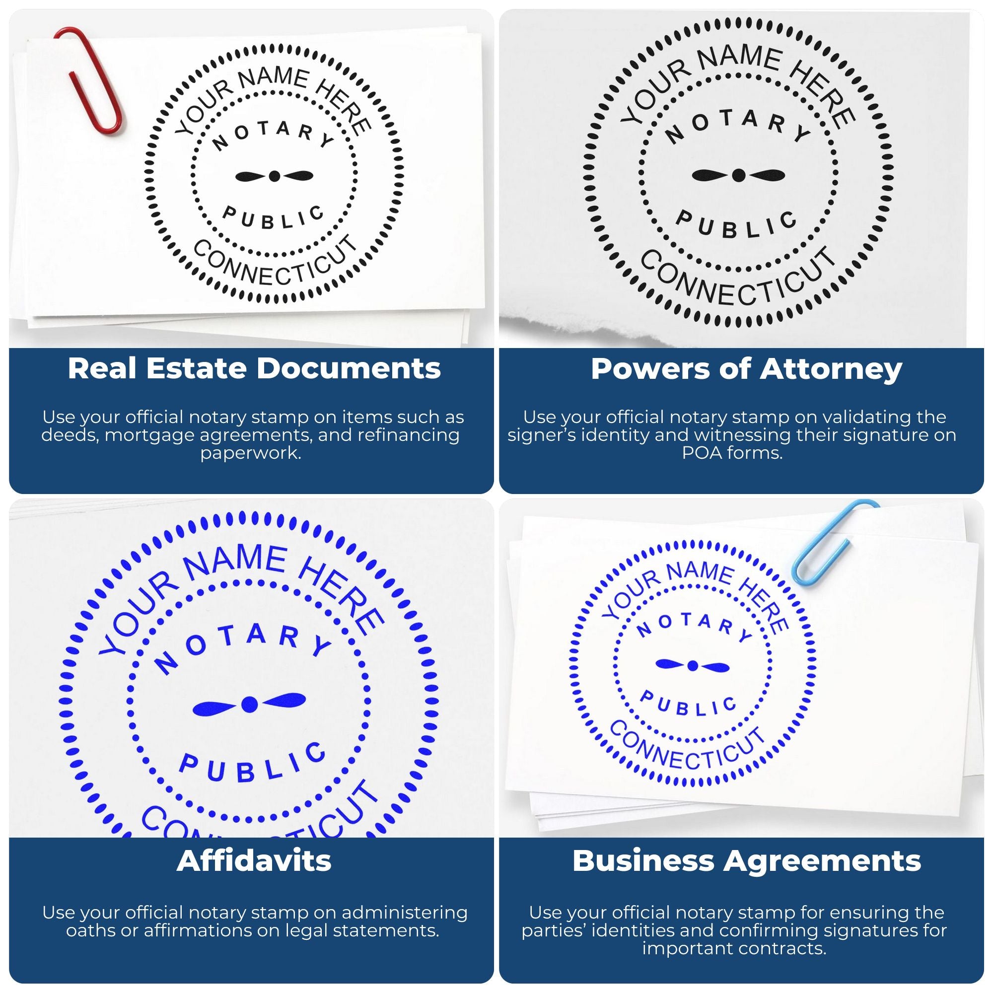 Soft Connecticut Notary Stamp and Notary Seal Embosser Bundle - Engineer Seal Stamps
