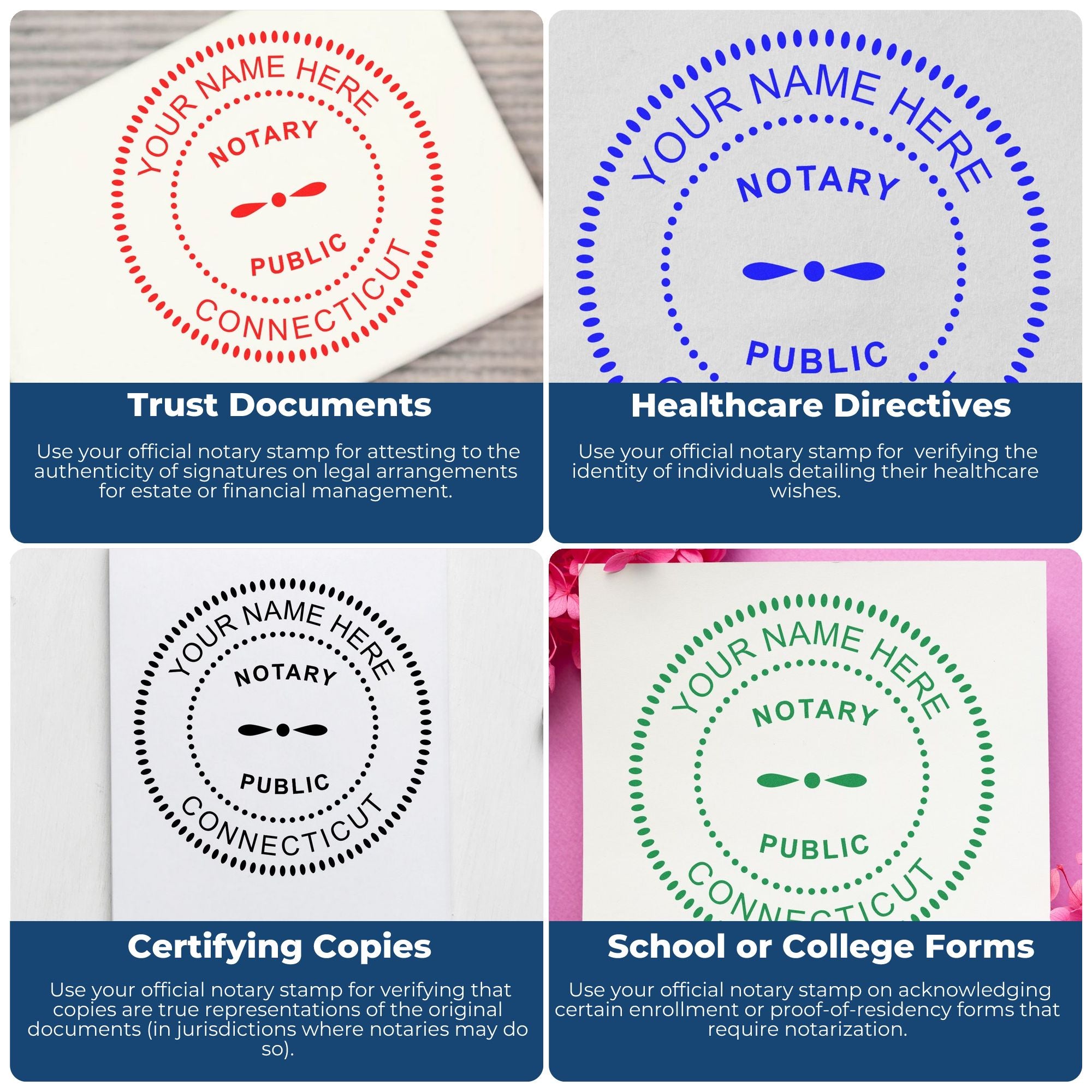 Connecticut Round Notary Kit with Rubber Stamps - Engineer Seal Stamps