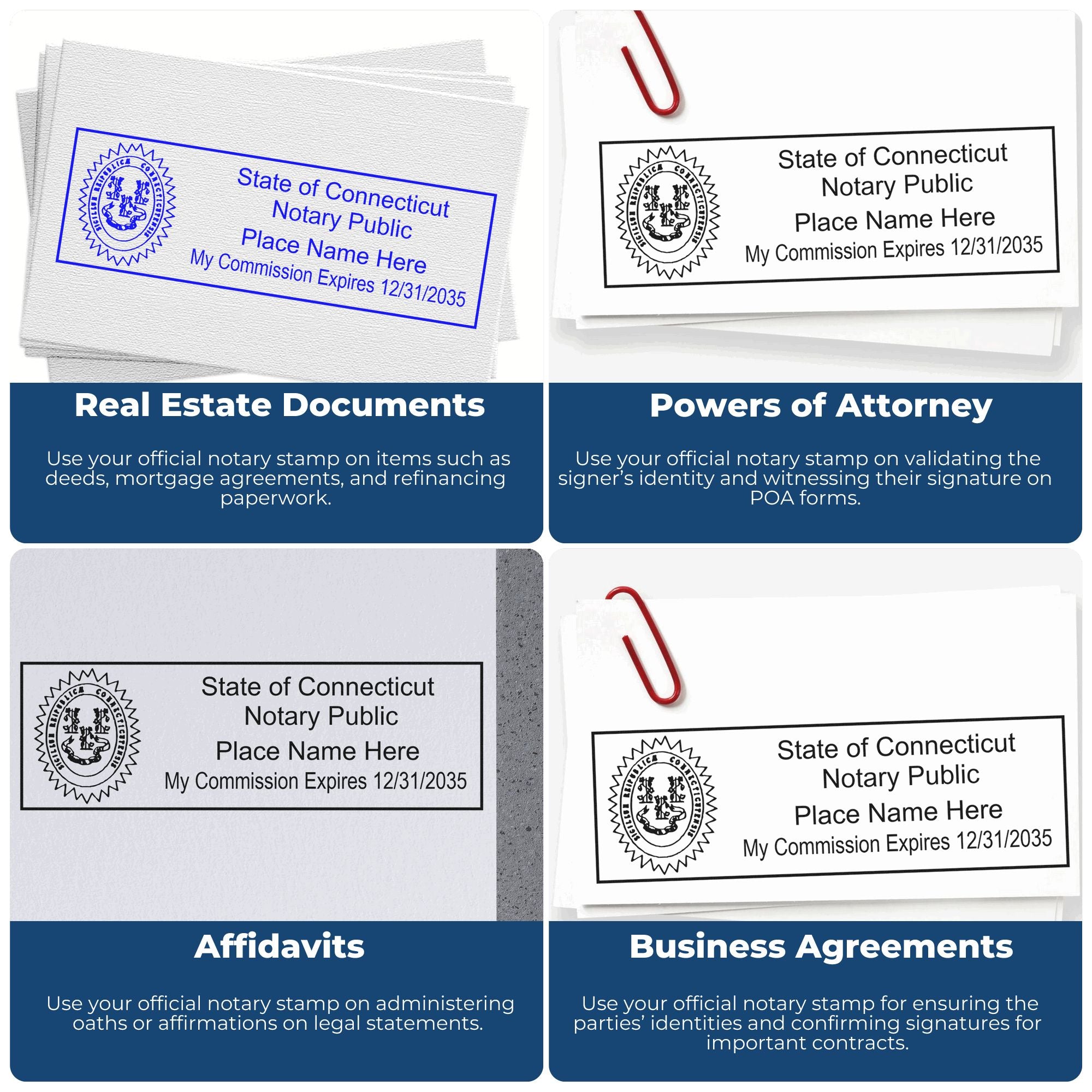 Connecticut Notary Stamp and Connecticut Notary Seal Bundle Kit with Soft Seal and Rectangular Wood Stamp - Engineer Seal Stamps