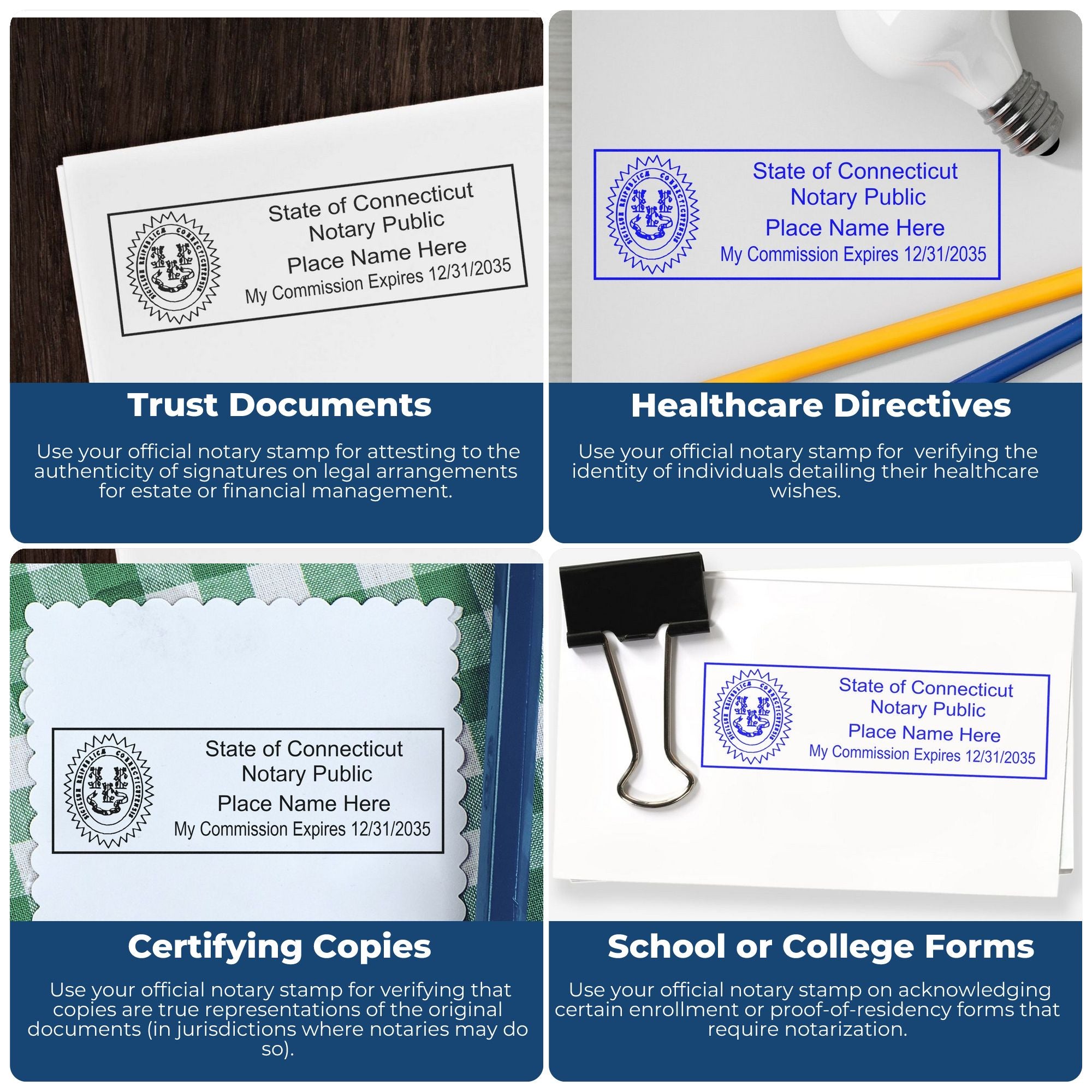 Rectangular MaxLight Notary Stamp CT and Connecticut Notary Public Desk Seal Embosser Kit - Engineer Seal Stamps