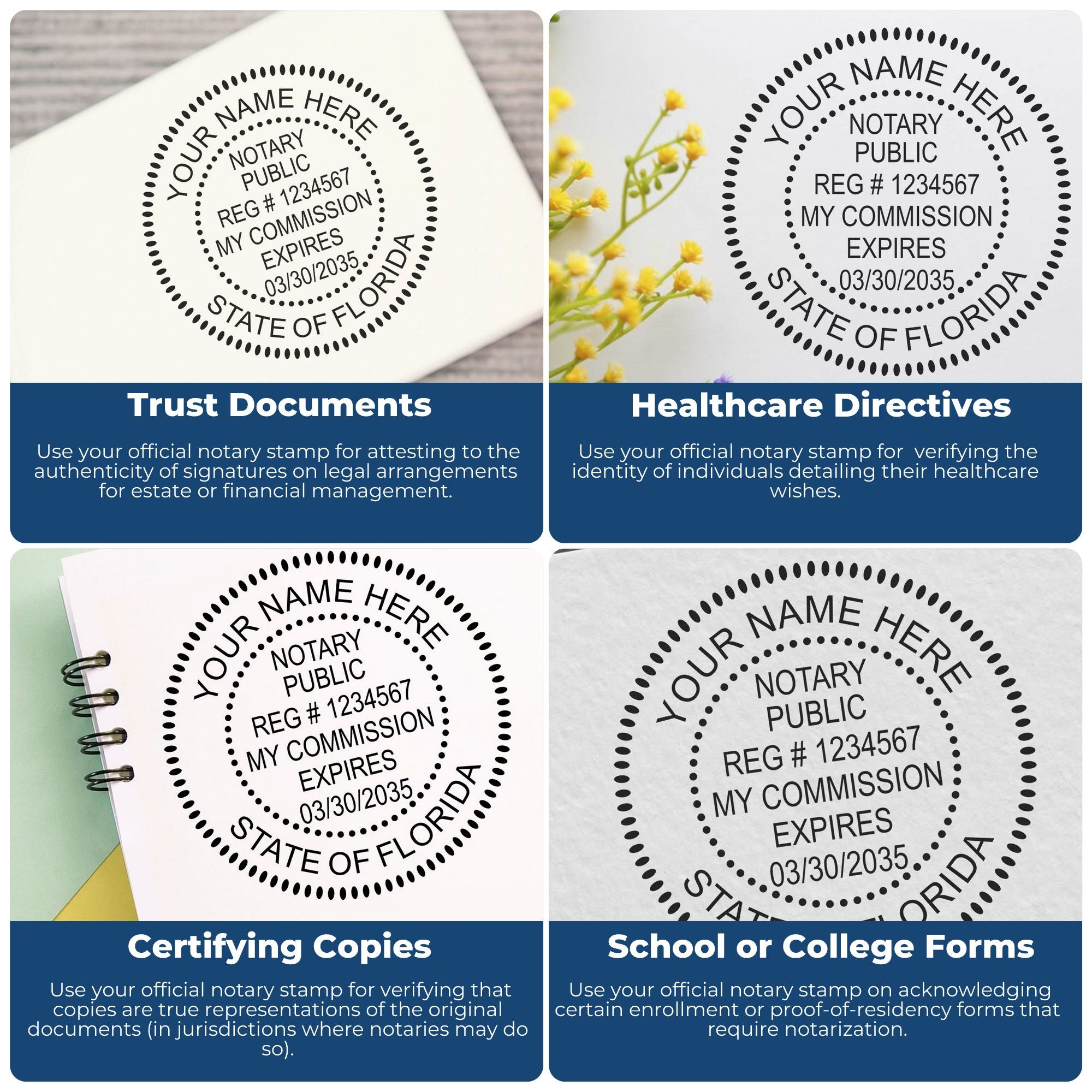 Florida Notary Supplies with Florida Notary Seal and Rubber Stamp Bundle Kit - Engineer Seal Stamps