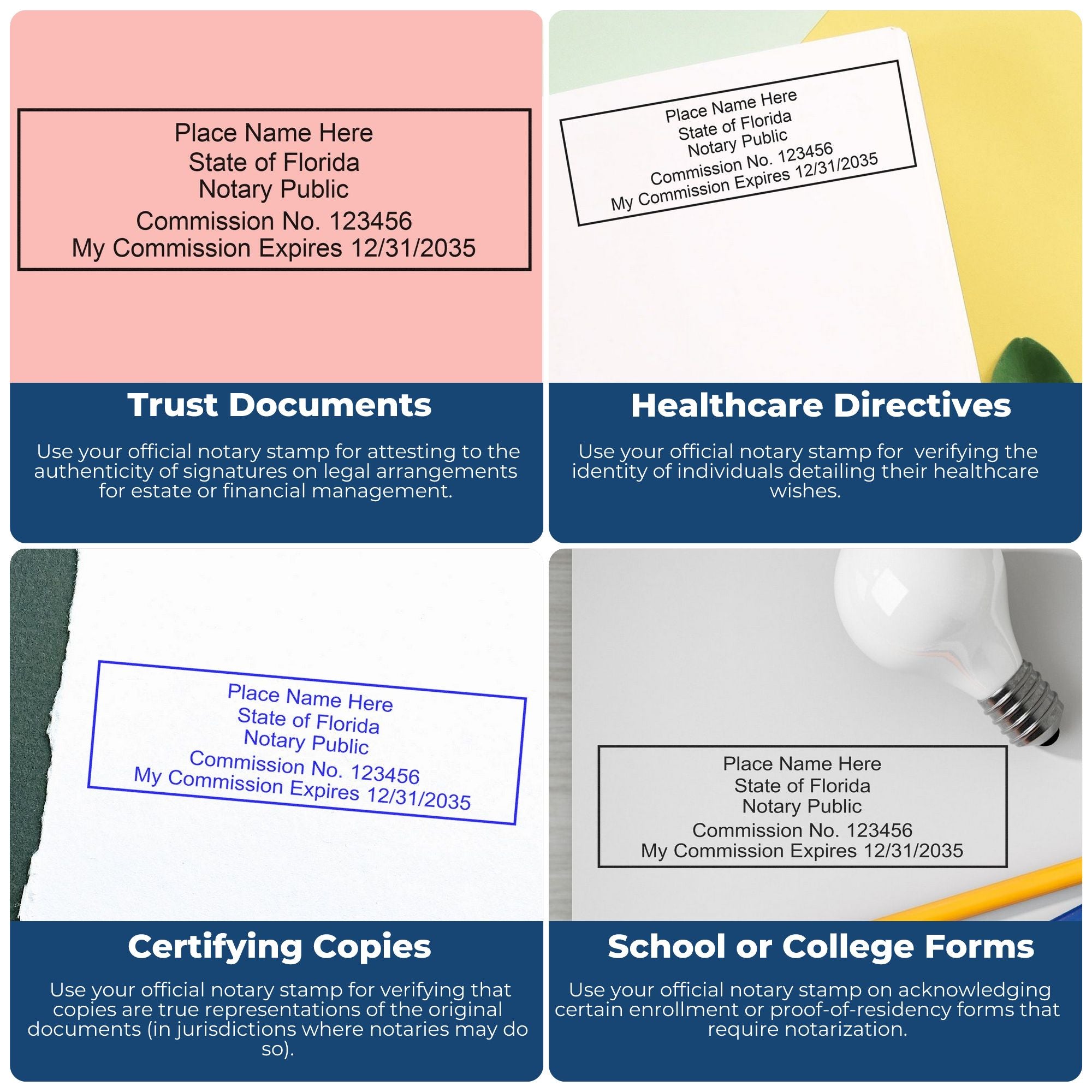 Rectangular Self Inking Florida Notary Stamp and Florida Notary Soft Seal - Engineer Seal Stamps