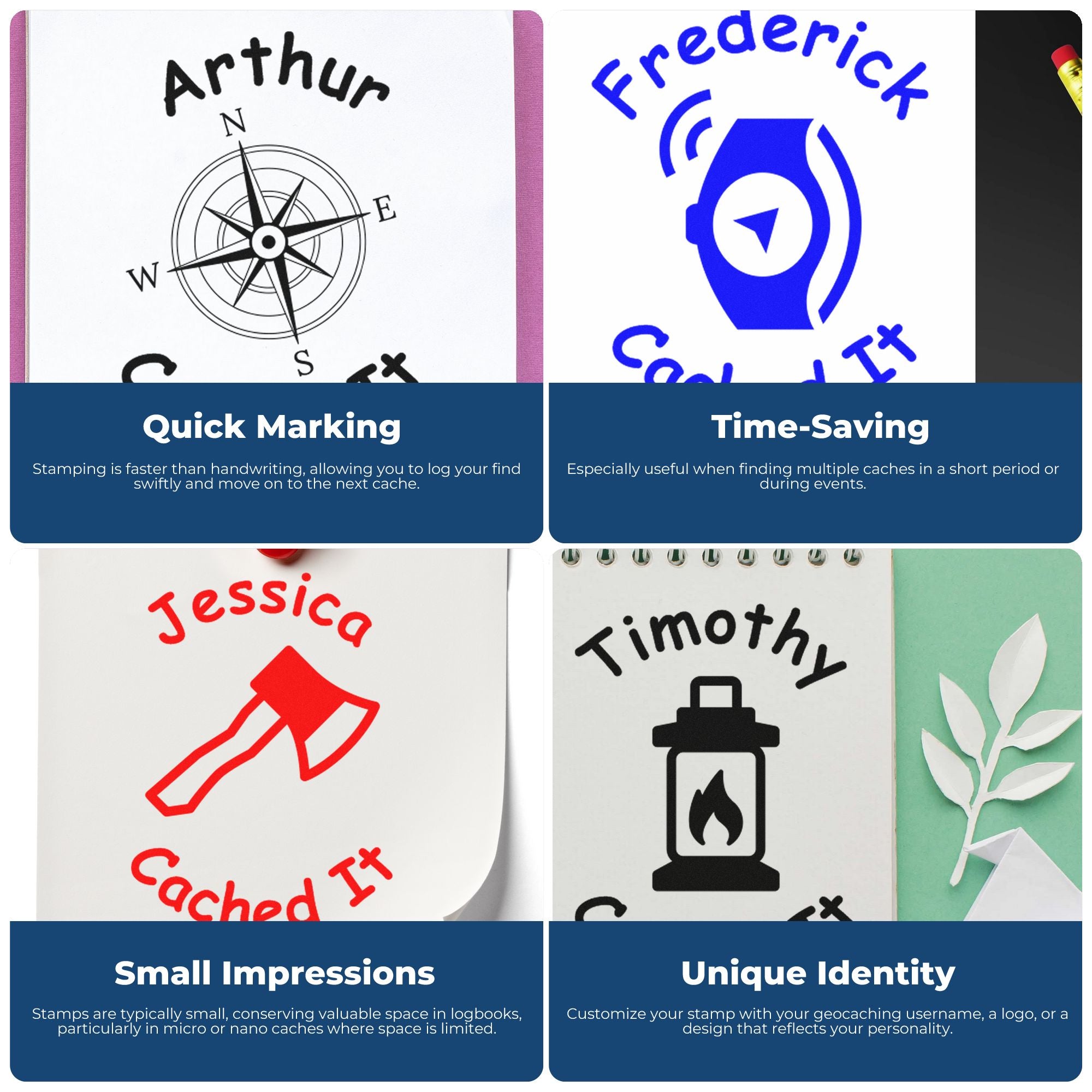 Wood Handle Geostar Found It Discovery Geocache Stamp - Engineer Seal Stamps