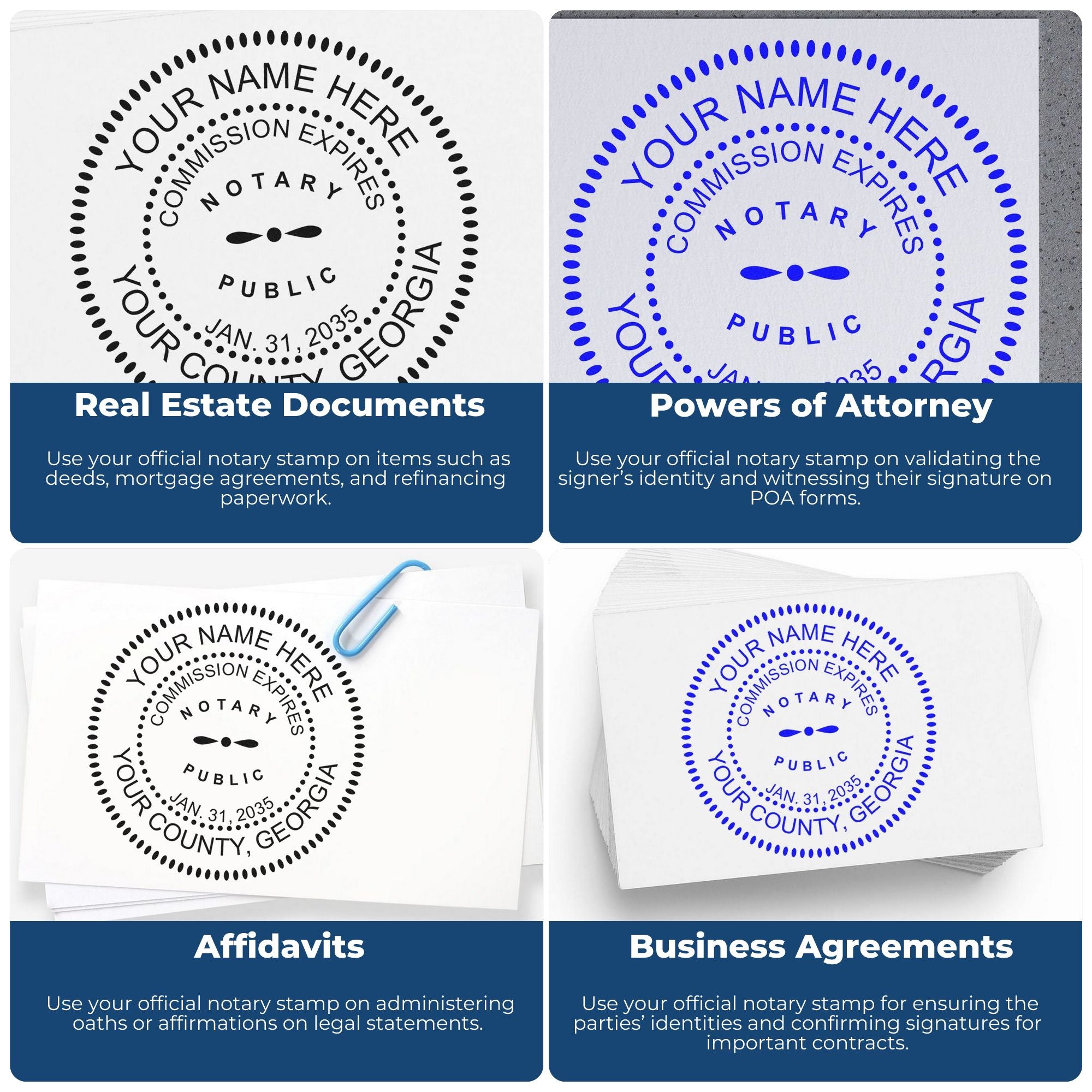 Soft Georgia Notary Stamp and Notary Seal Embosser Bundle - Engineer Seal Stamps