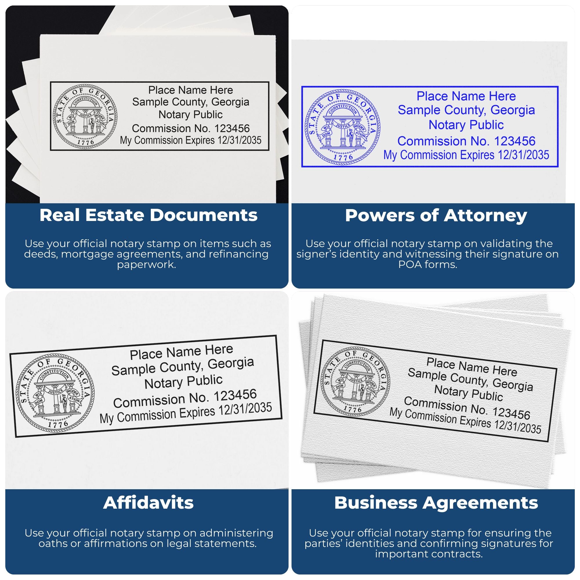 Rectangular Self Inking Georgia Notary Stamp and Hybrid Seal Embosser Kit - Engineer Seal Stamps