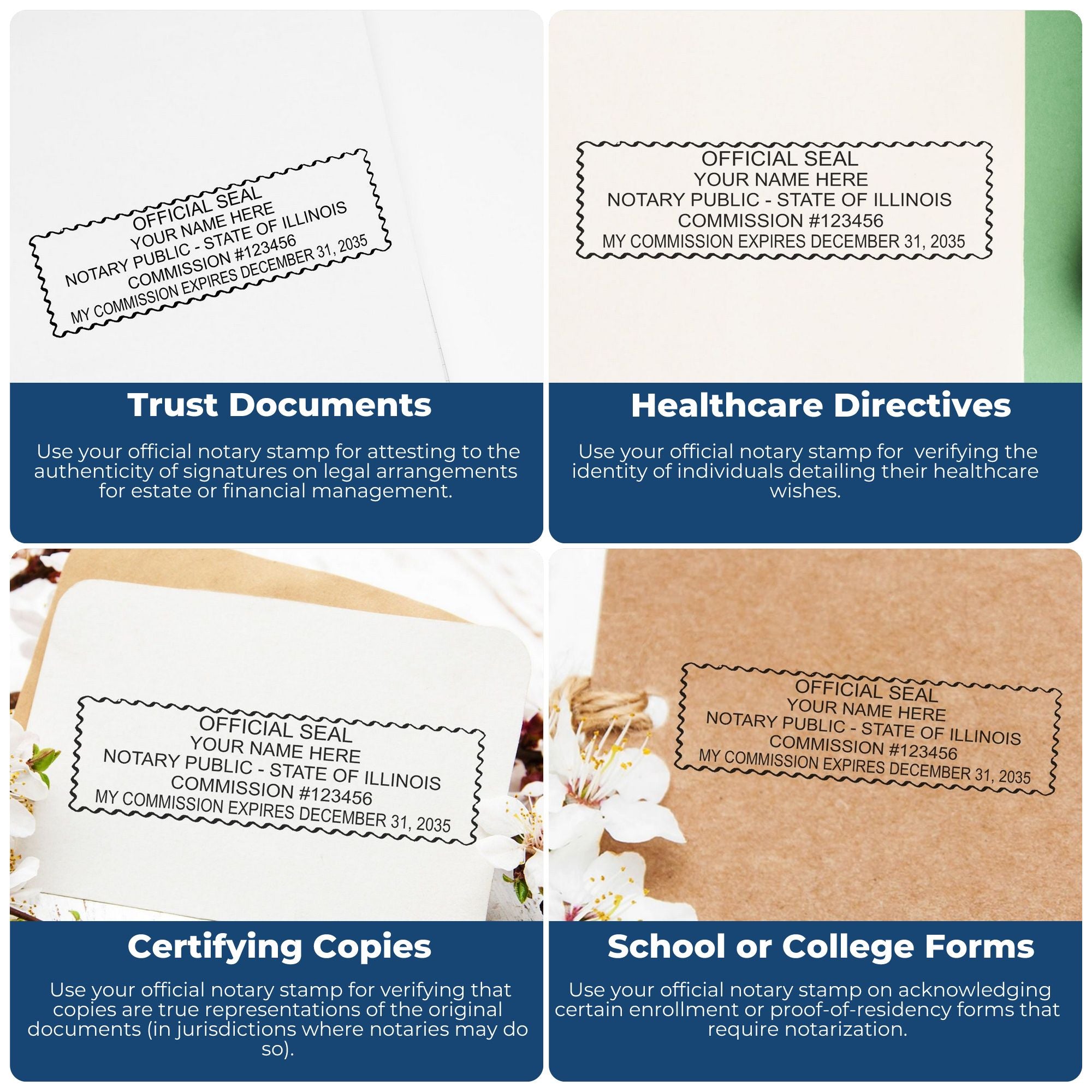 Illinois Round Notary Kit with Rubber Stamps - Engineer Seal Stamps