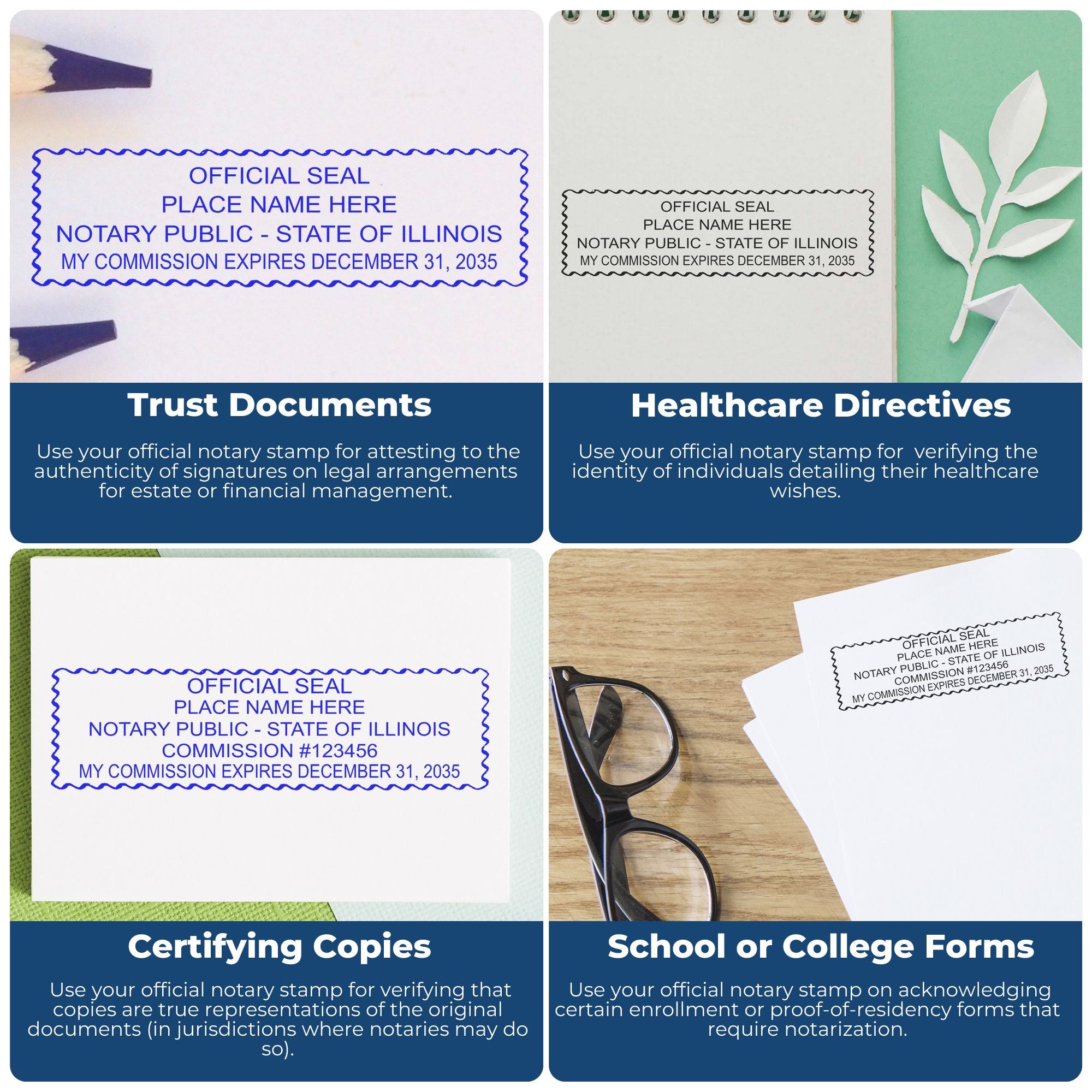Rectangular Self Inking Illinois Notary Stamp and Illinois Notary Soft Seal - Engineer Seal Stamps