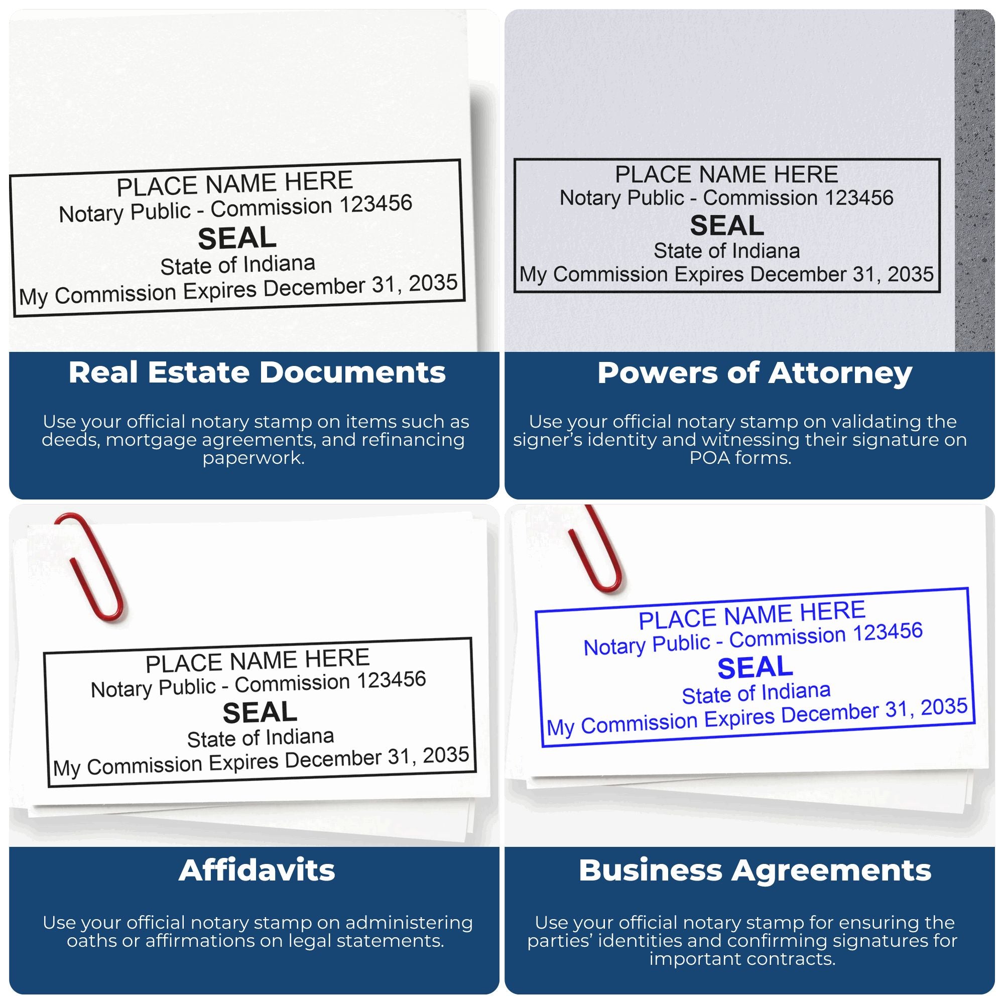 Rectangular PSI Indiana Notary Stamp and Indiana Notary Seal Bundle - Engineer Seal Stamps