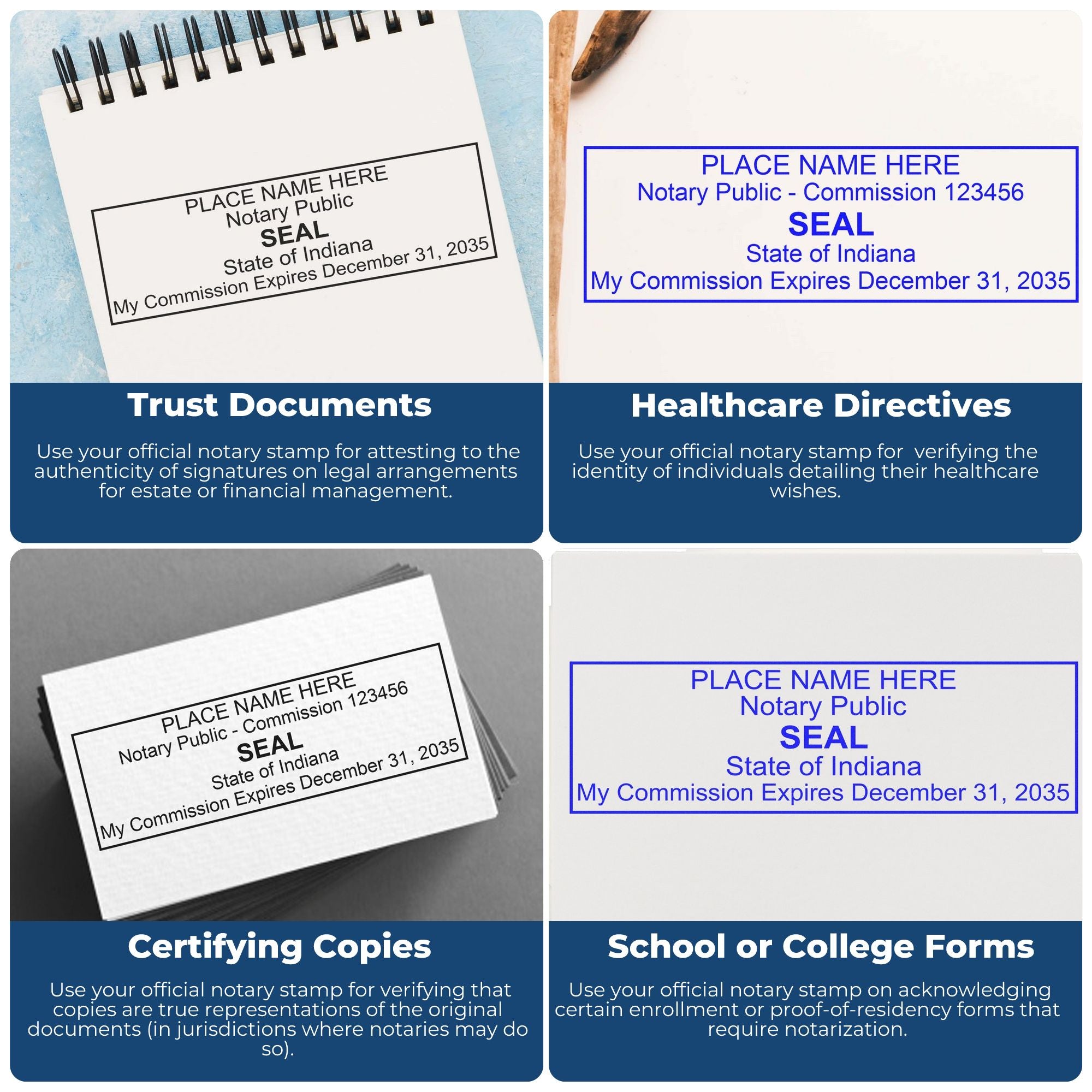 Rectangular Self Inking Indiana Notary Stamp and Indiana Notary Soft Seal - Engineer Seal Stamps