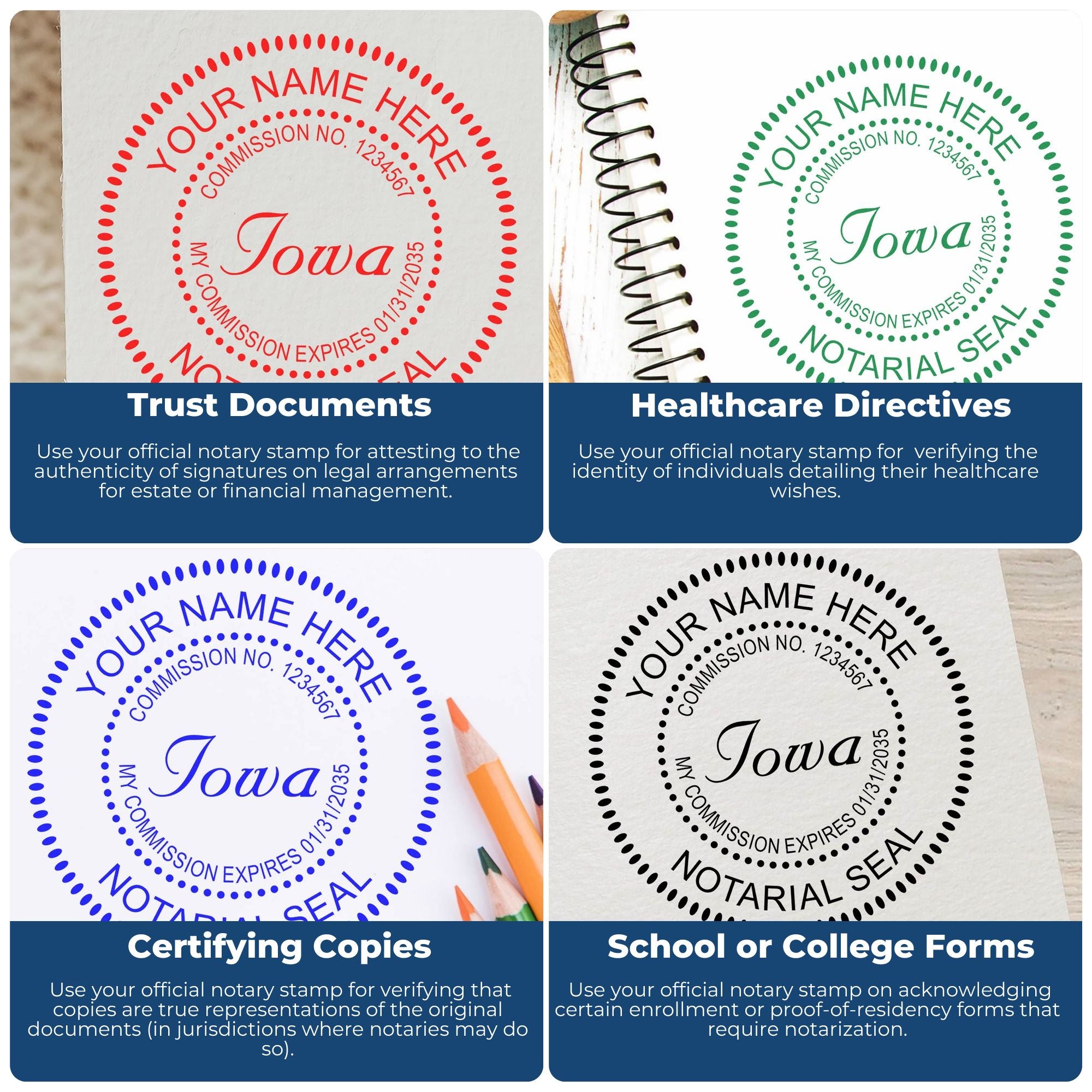 Iowa Notary Supplies with Iowa Notary Seal and Rubber Stamp Bundle Kit - Engineer Seal Stamps