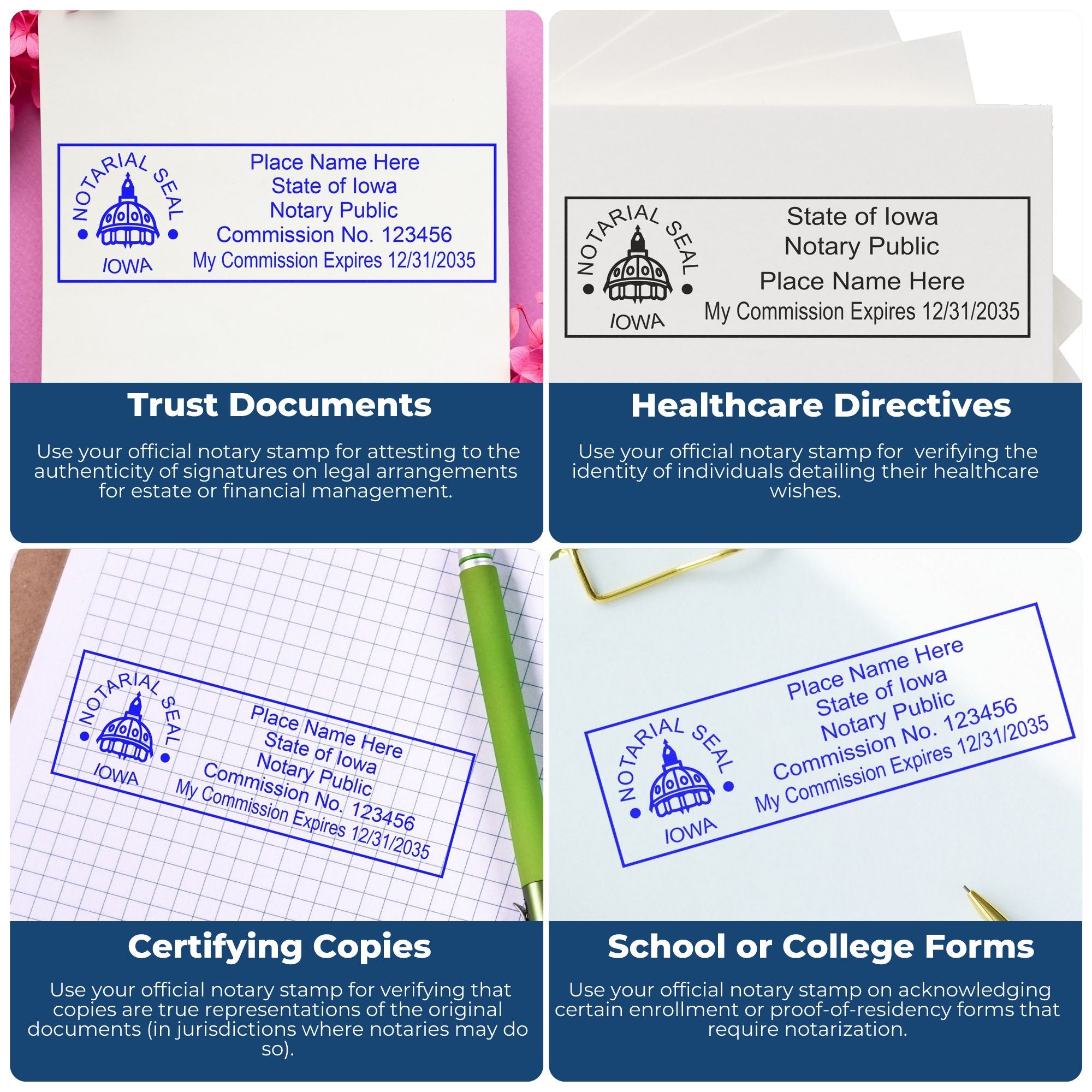 Rectangular MaxLight Notary Stamp IA and Iowa Notary Public Desk Seal Embosser Kit - Engineer Seal Stamps