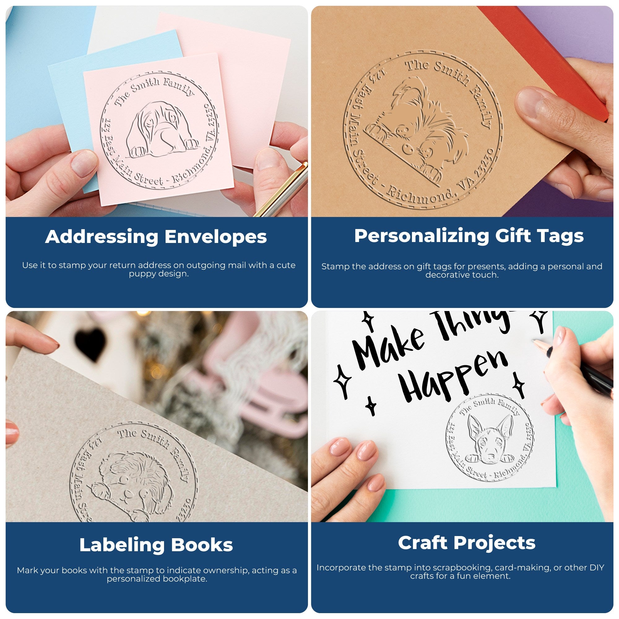 Soft Keeshond Personalized Mailing Embosser - Engineer Seal Stamps