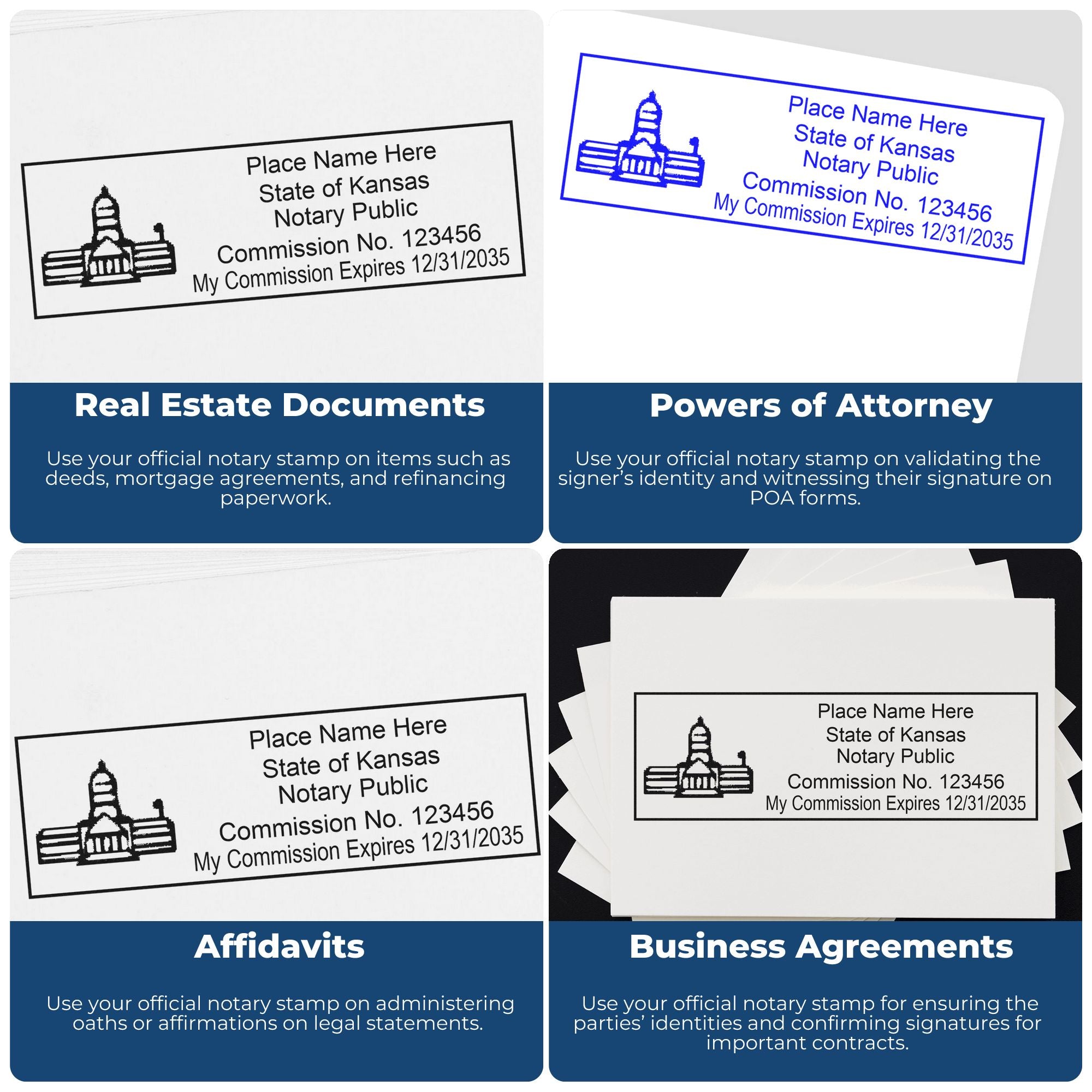 Kansas Notary Stamp and Kansas Notary Seal Bundle Kit with Soft Seal and Rectangular Wood Stamp - Engineer Seal Stamps