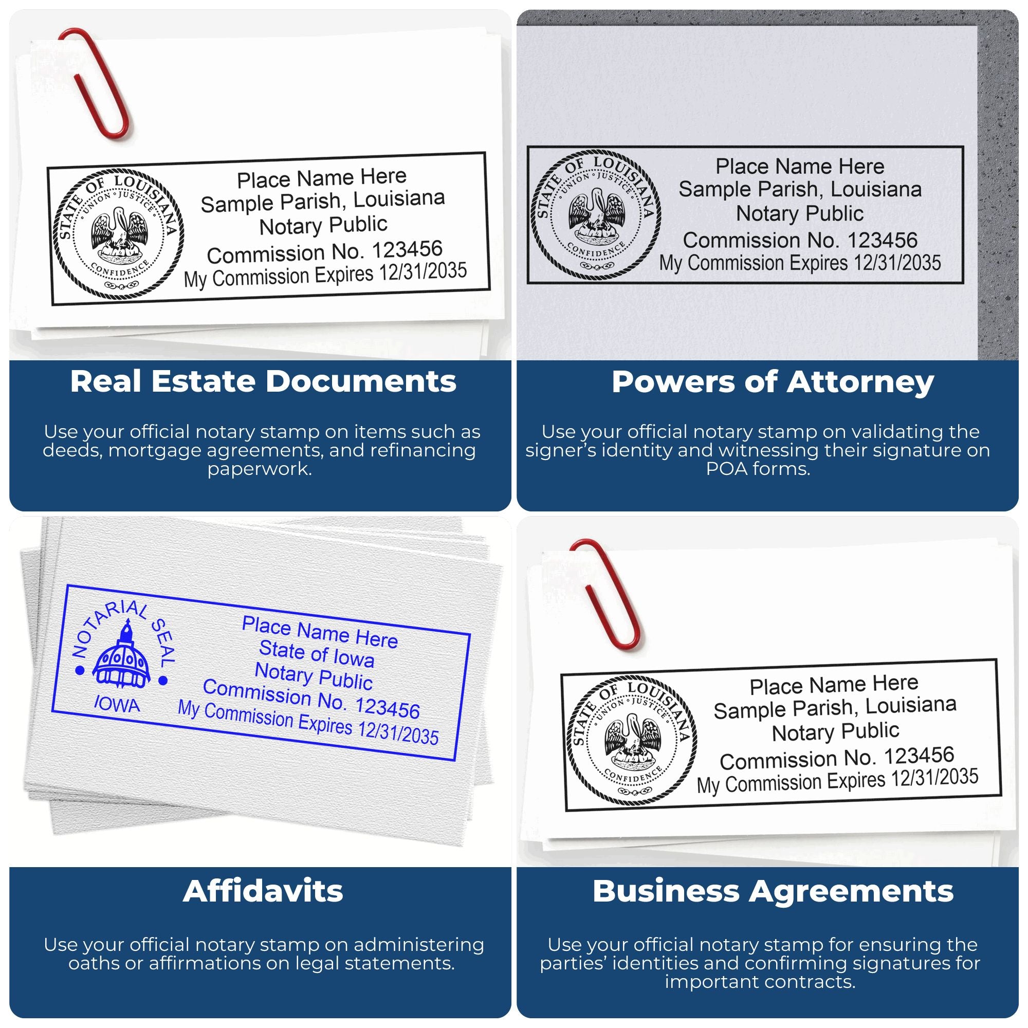 Rectangular PSI Louisiana Notary Stamp and Louisiana Notary Seal Bundle - Engineer Seal Stamps