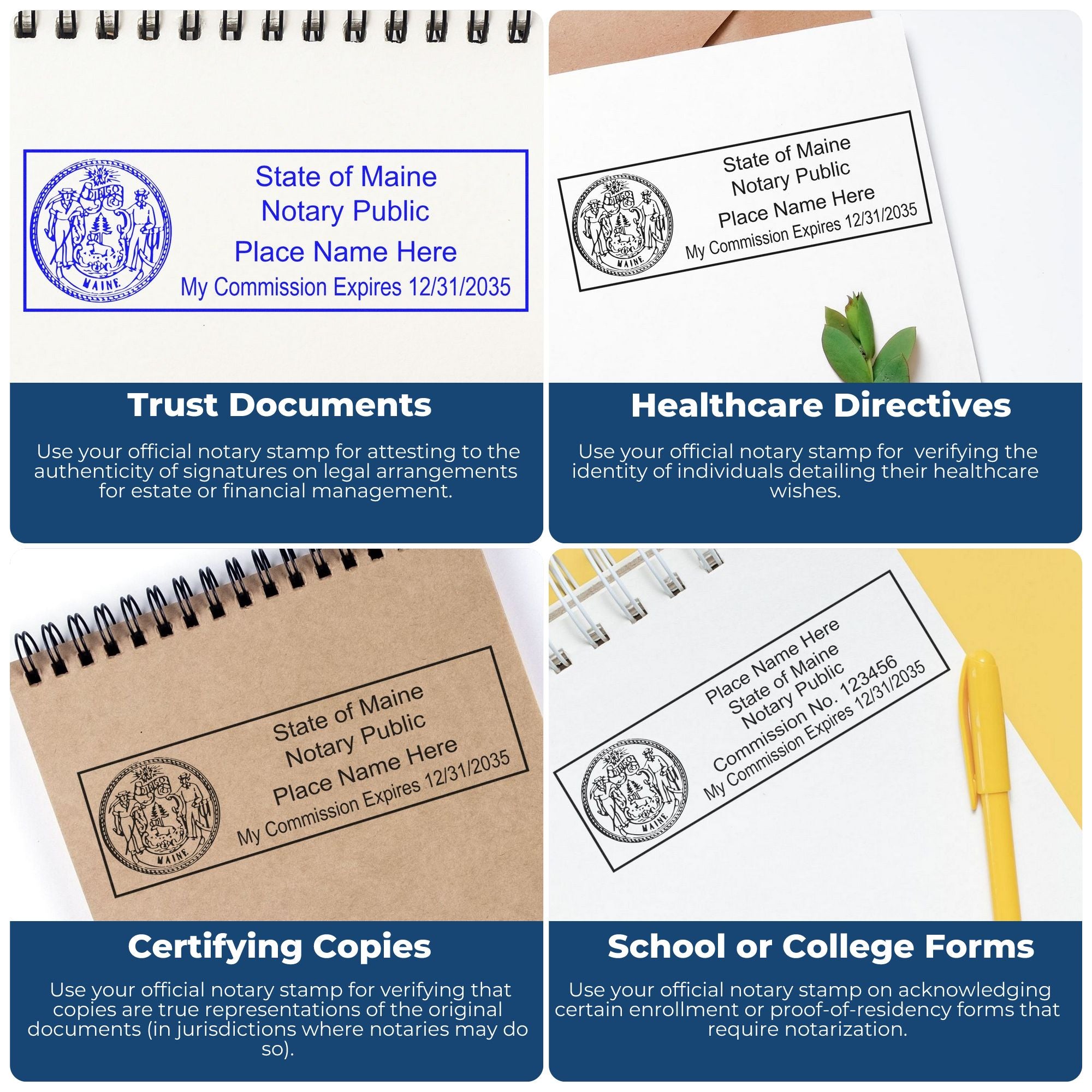 Maine Notary Stamp and Seal Bundle Kit for ME Notaries - Engineer Seal Stamps