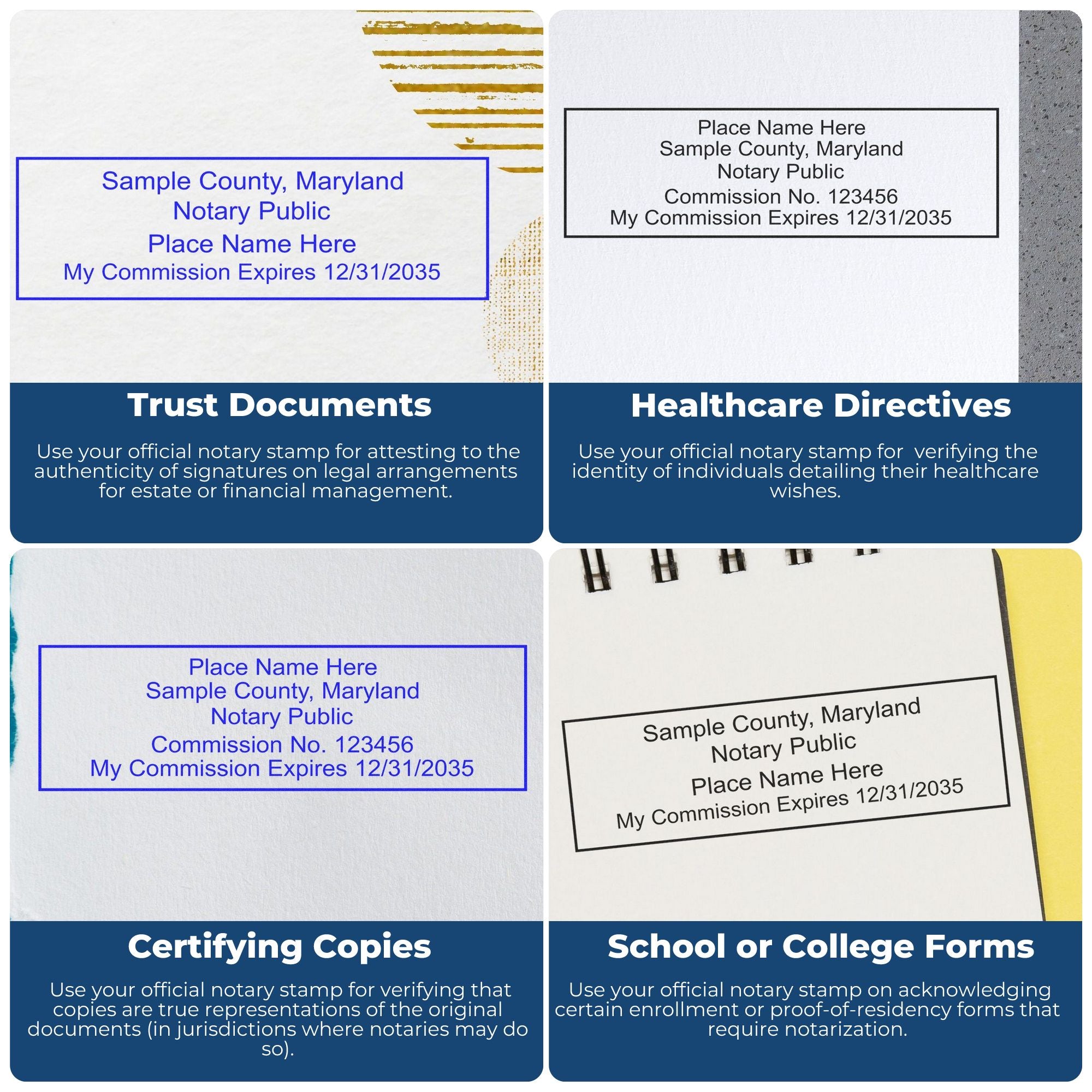 Rectangular Self Inking Maryland Notary Stamp and Maryland Notary Soft Seal - Engineer Seal Stamps