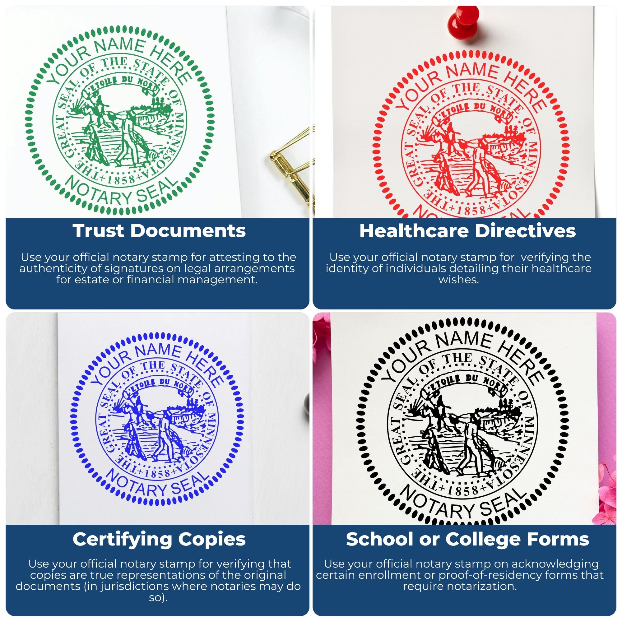 Minnesota Round Notary Kit with Rubber Stamps - Engineer Seal Stamps